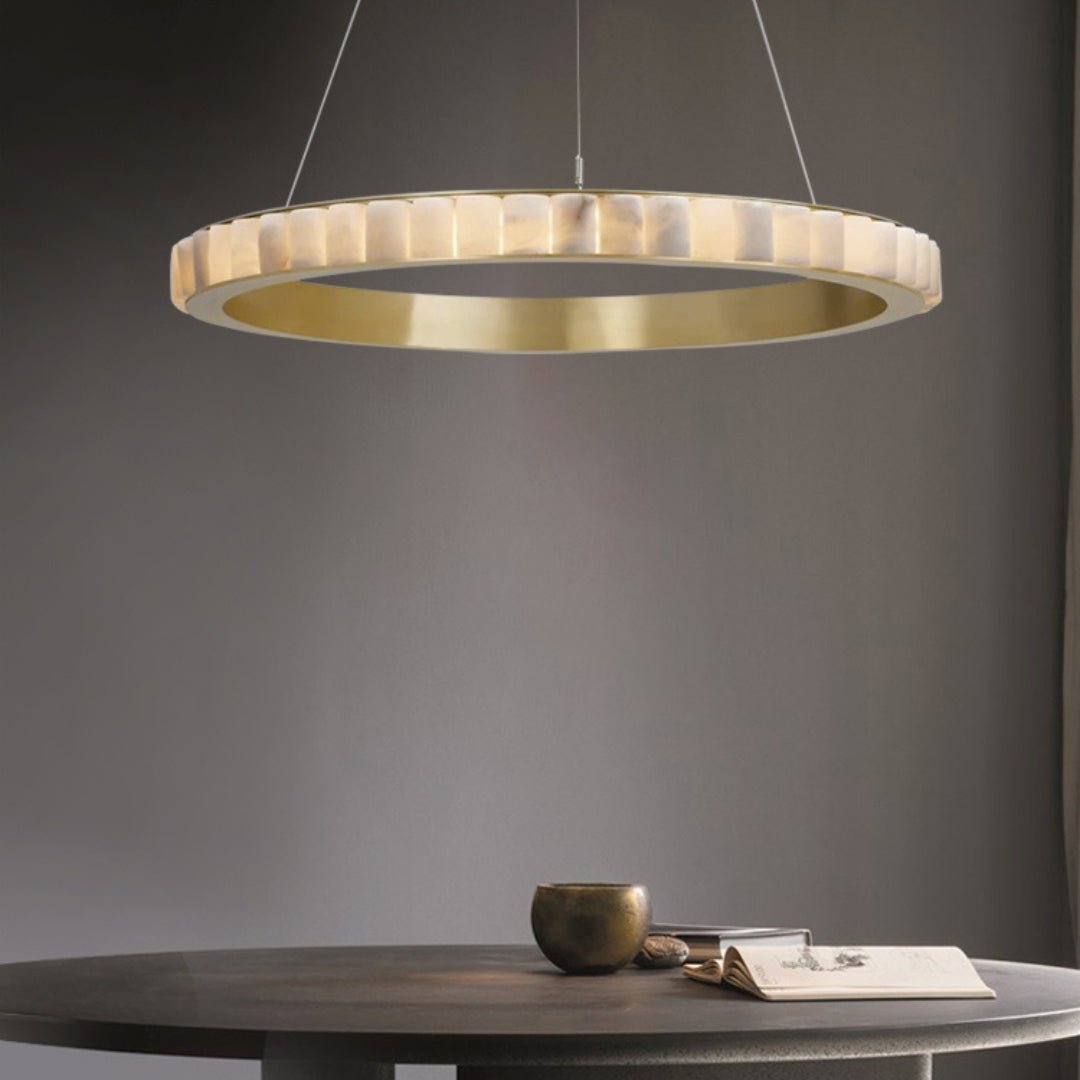 Orion Double Ring Alabaster Chandelier - Letslighting