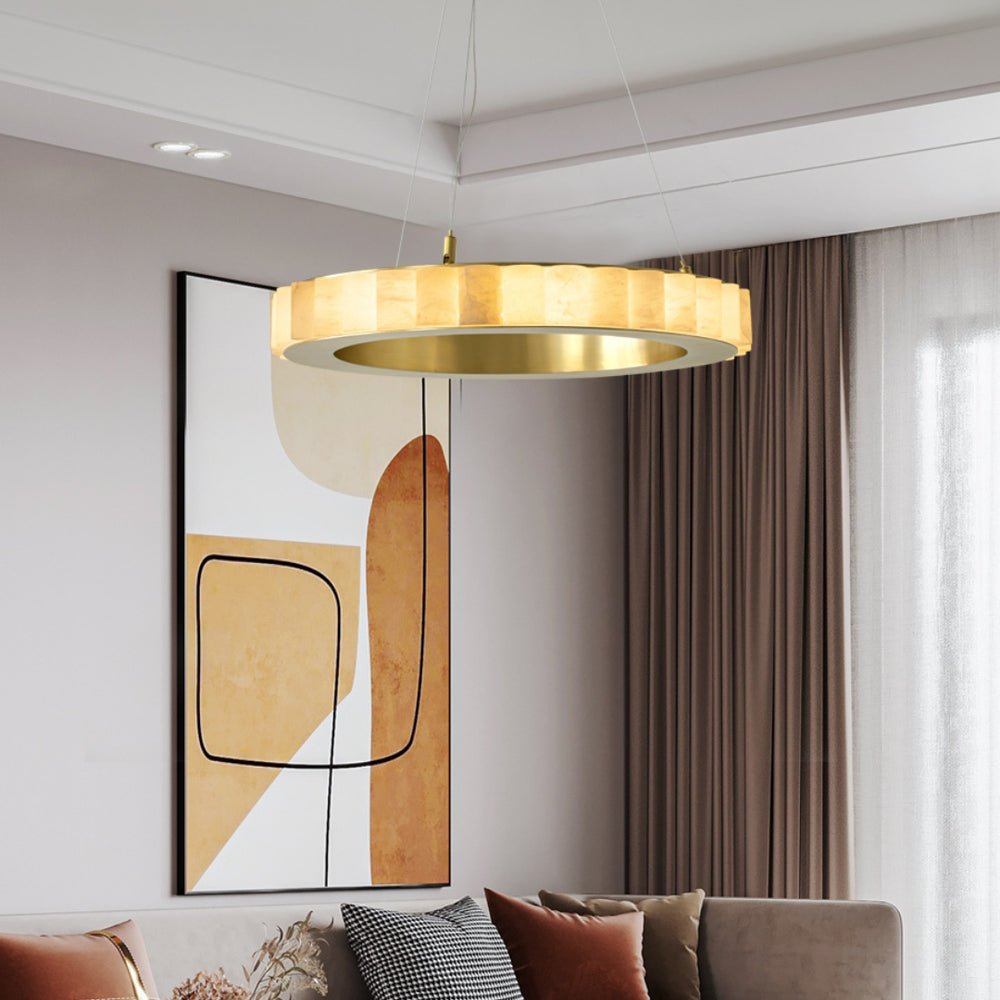 Orion Double Ring Alabaster Chandelier - Letslighting