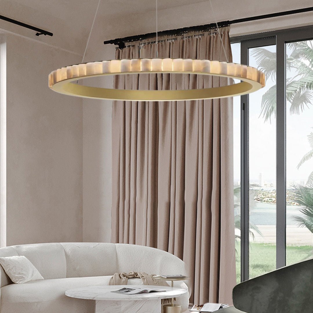 Orion Double Ring Alabaster Chandelier - Letslighting