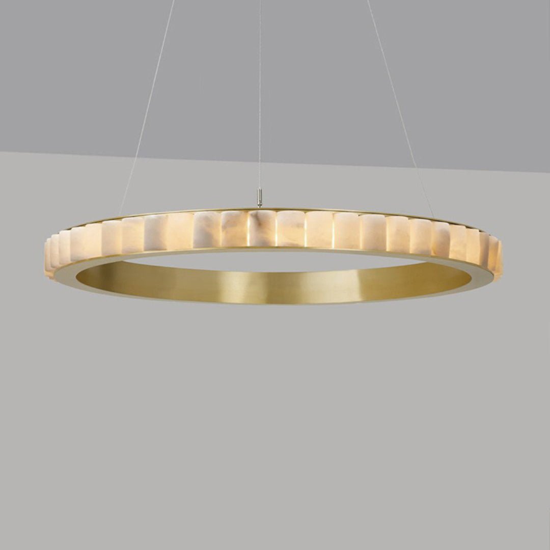 Orion Double Ring Alabaster Chandelier - Letslighting