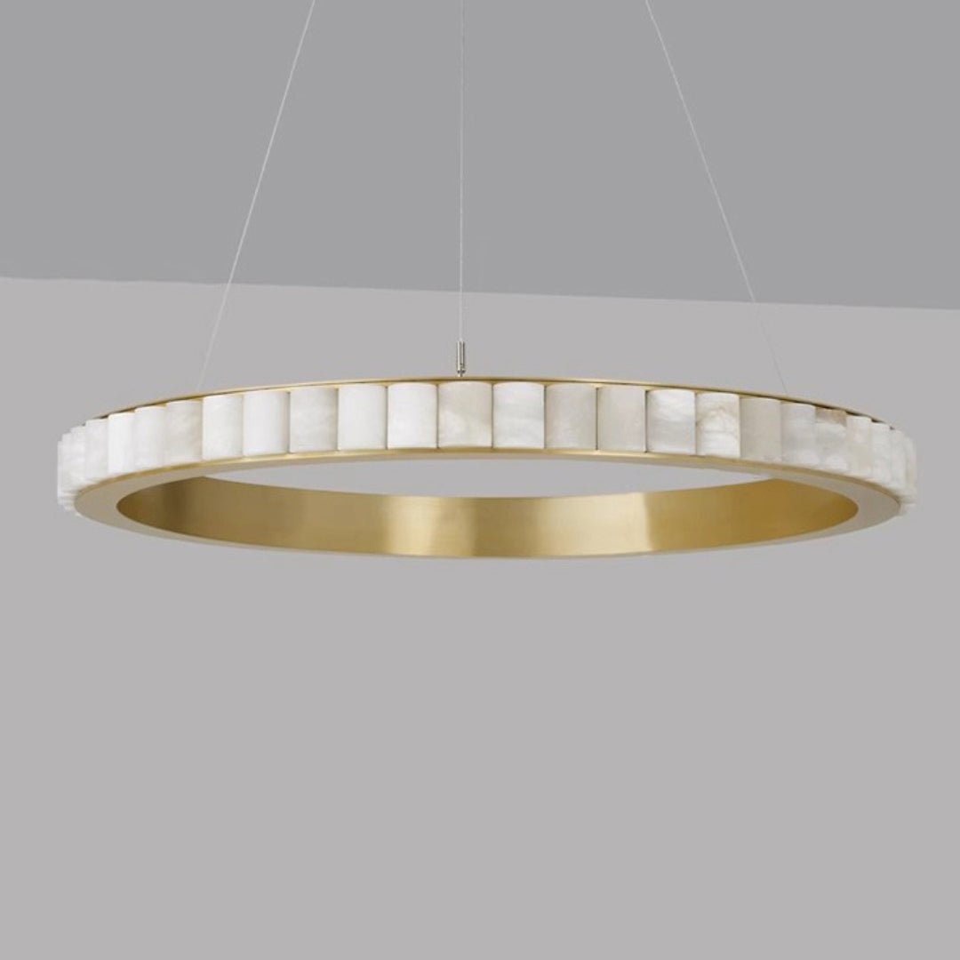 Orion Double Ring Alabaster Chandelier - Letslighting