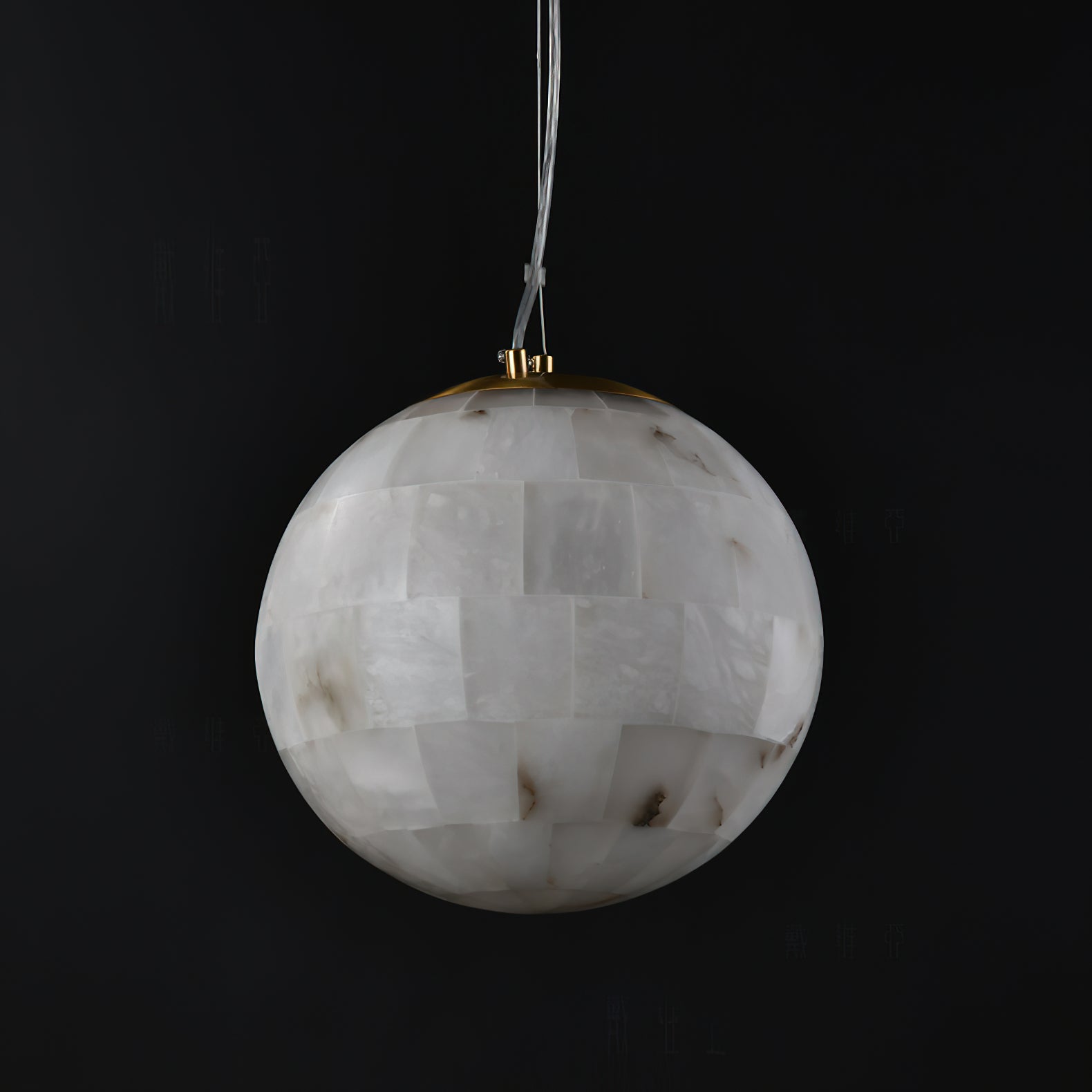 Fljotuvye Modern Ball Alabaster Pendant Light - Lamp Copper