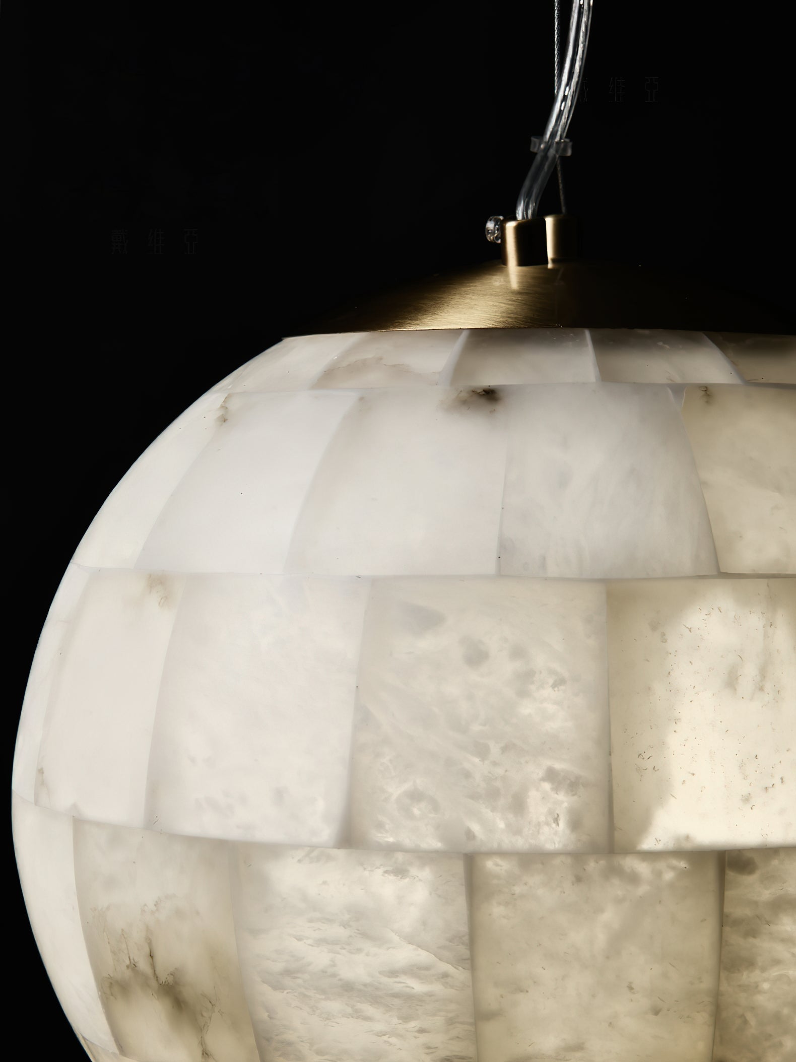 Fljotuvye Modern Ball Alabaster Pendant Light - Lamp Copper