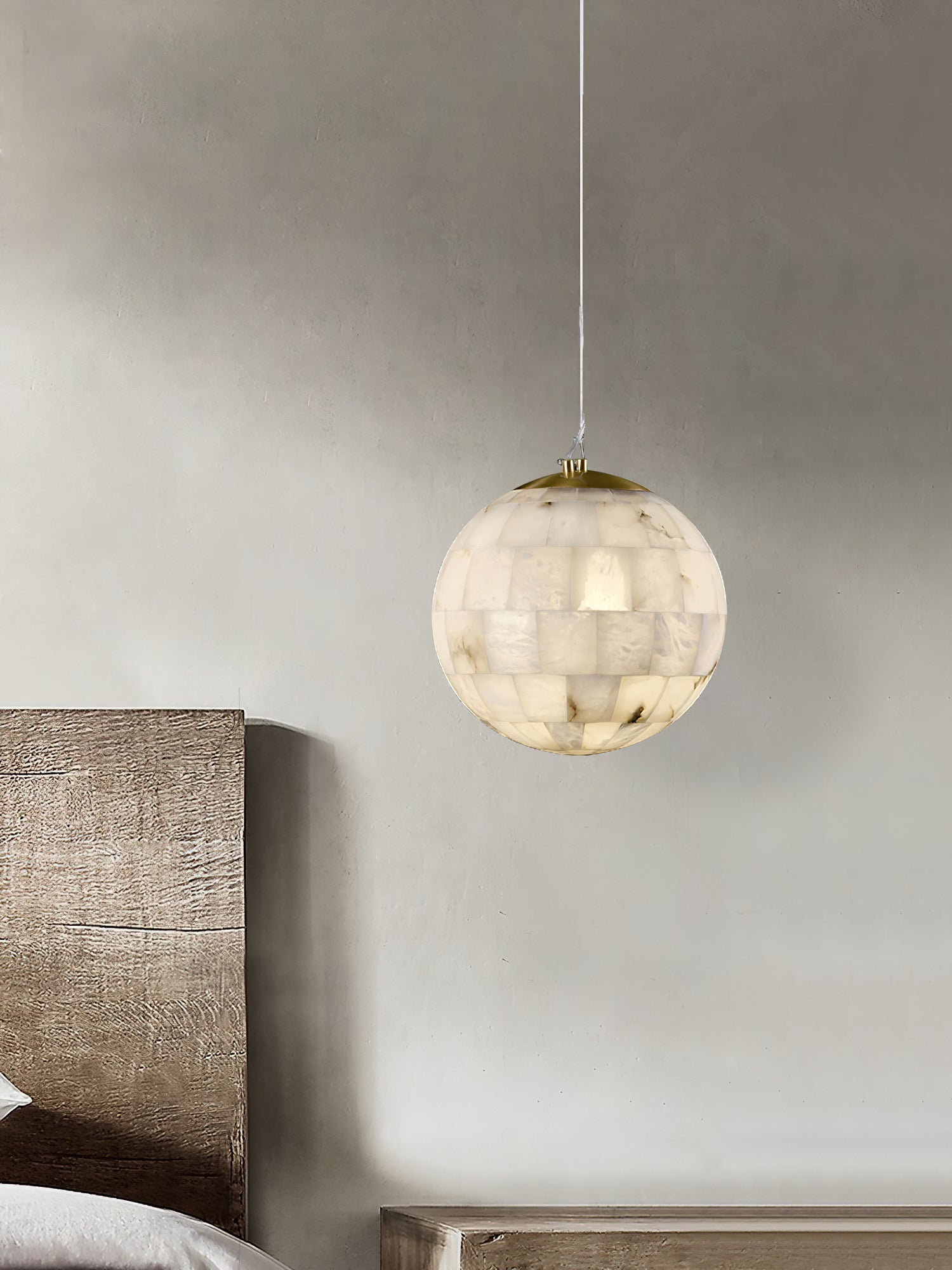 Fljotuvye Modern Ball Alabaster Pendant Light - Lamp Copper