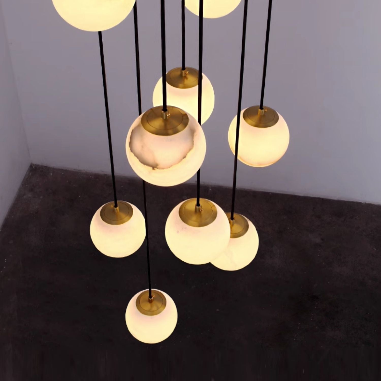 Gloruvye Balls Modern Cluster Metal Chandelier - Lamp Copper