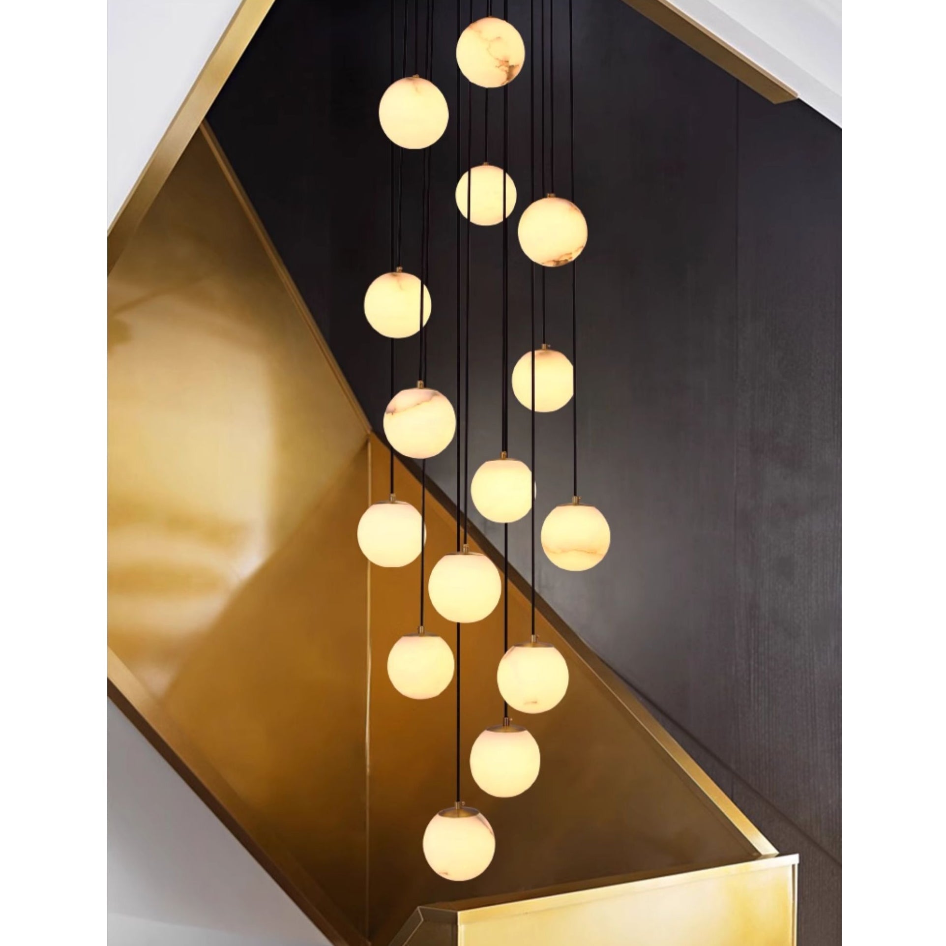 Gloruvye Balls Modern Cluster Metal Chandelier - Lamp Copper