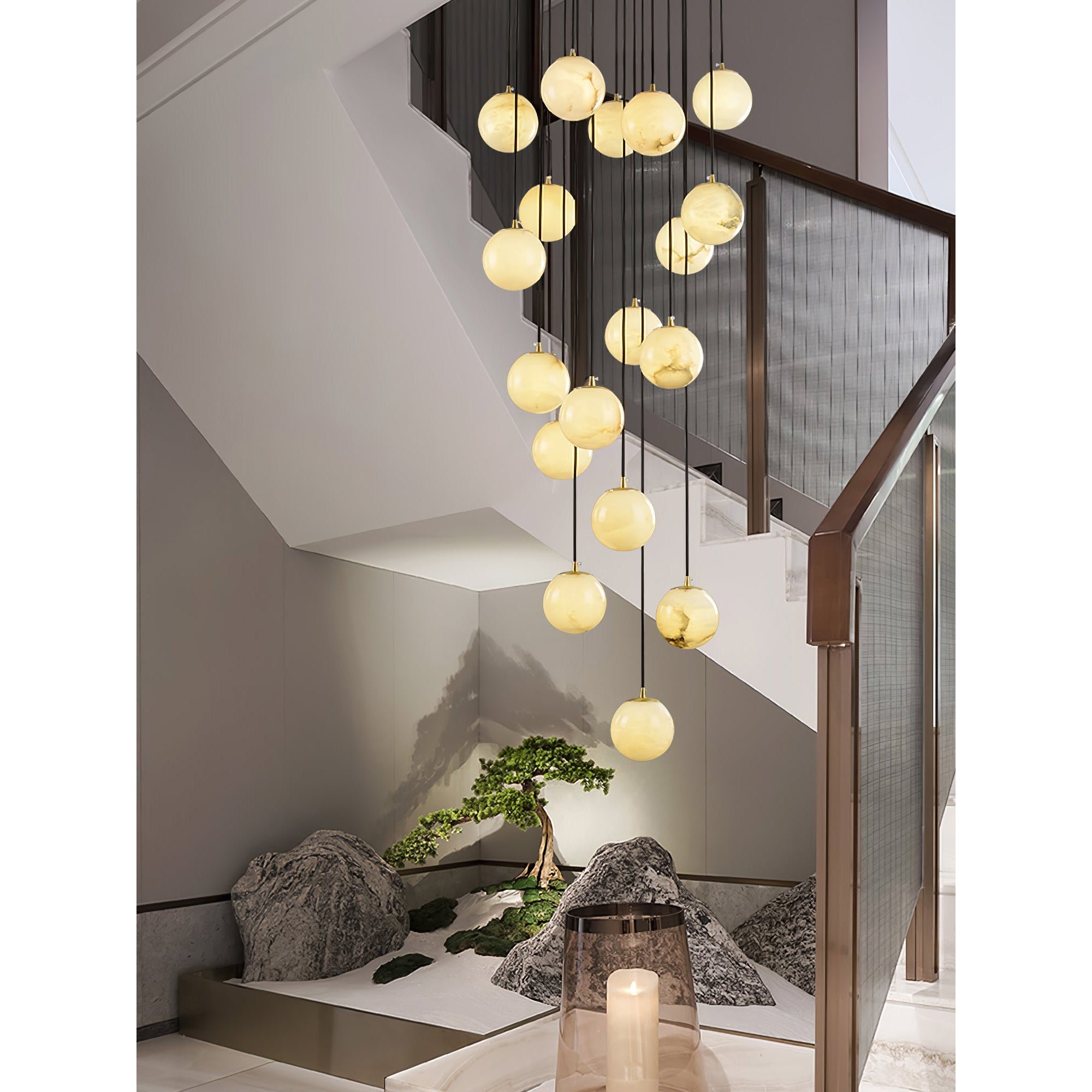 Gloruvye Balls Modern Cluster Metal Chandelier - Lamp Copper