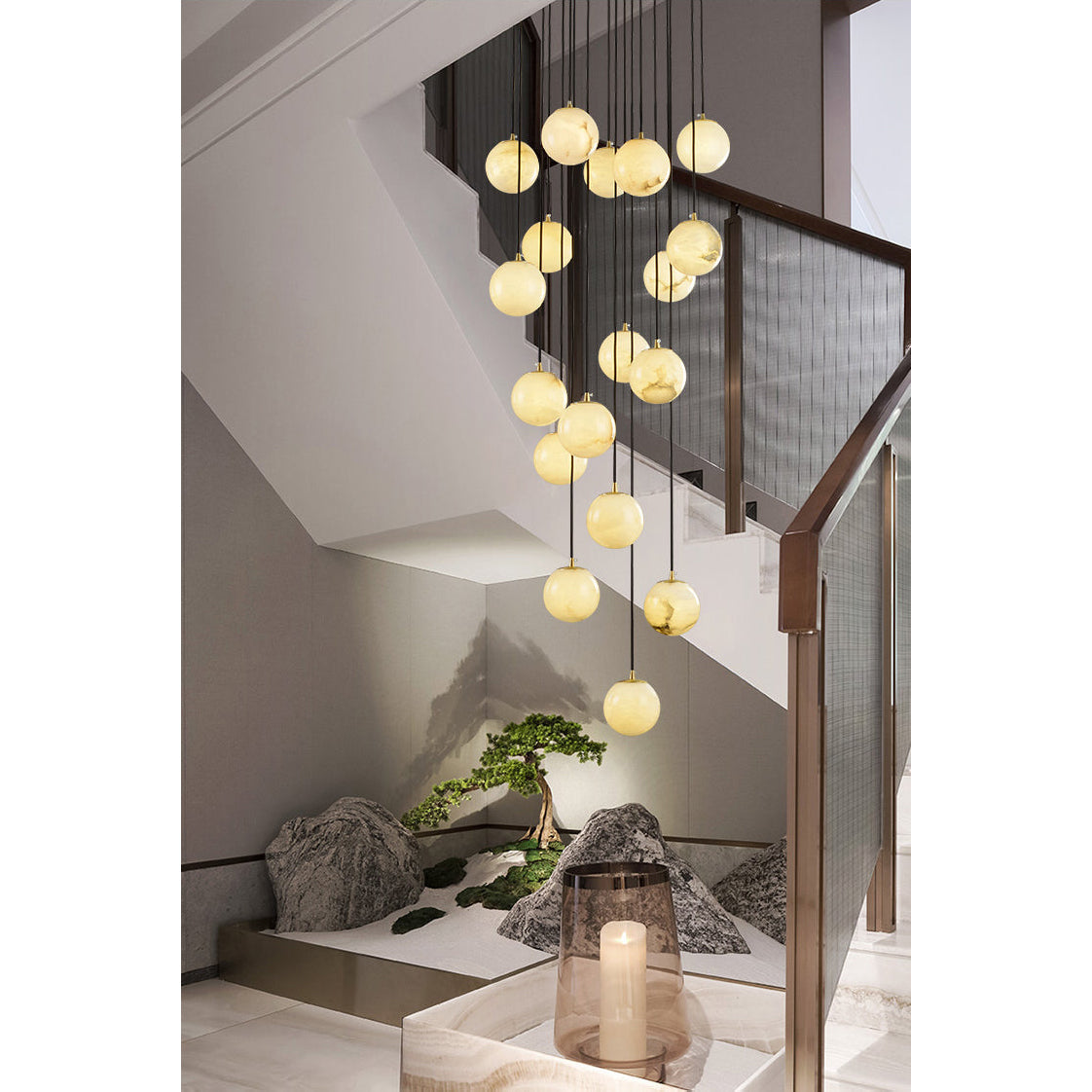 Gloruvye Balls Modern Cluster Metal Chandelier - Lamp Copper
