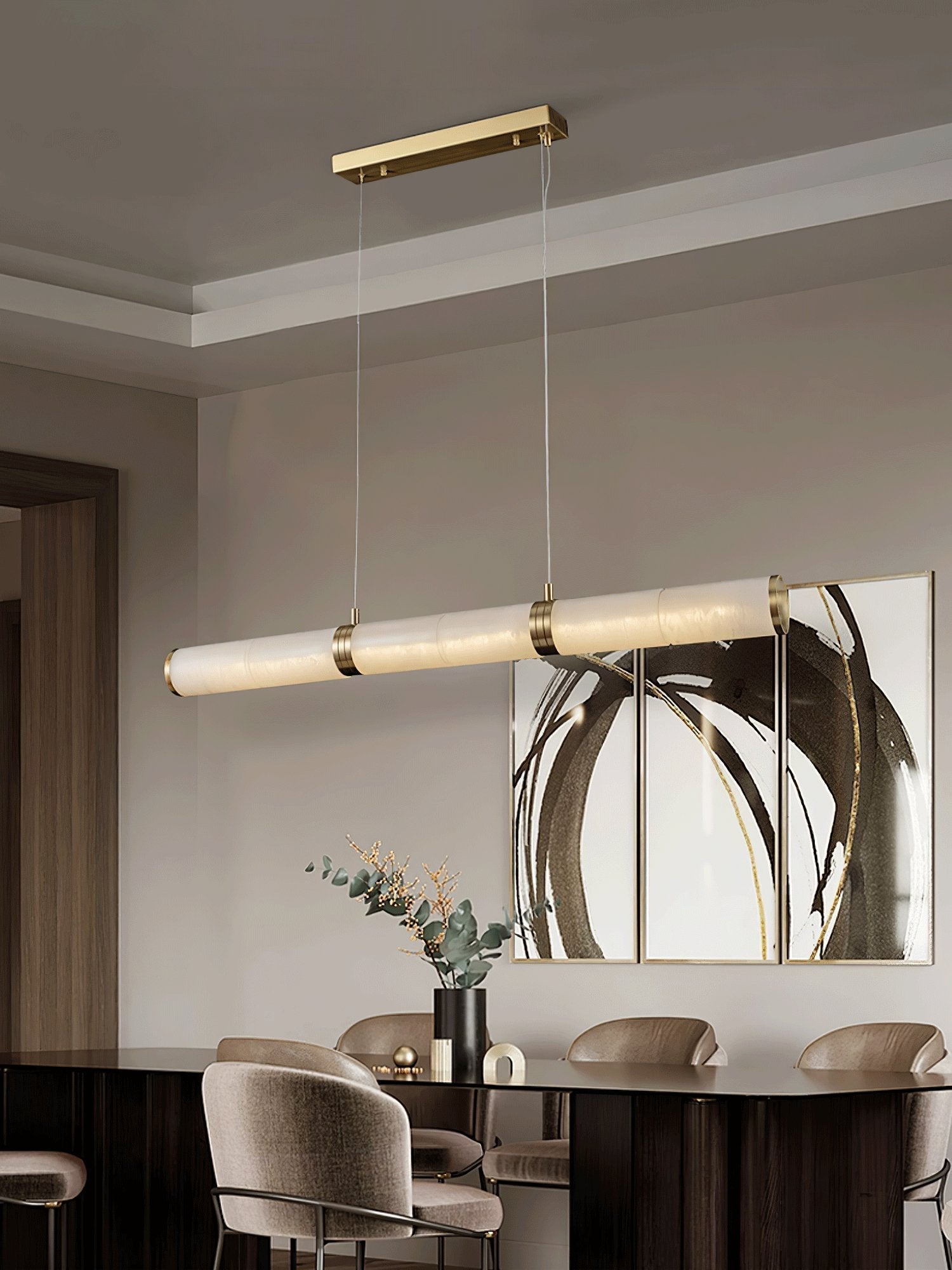 Eira Minimalist Alabaster Linear Pendant Light - Letslighting