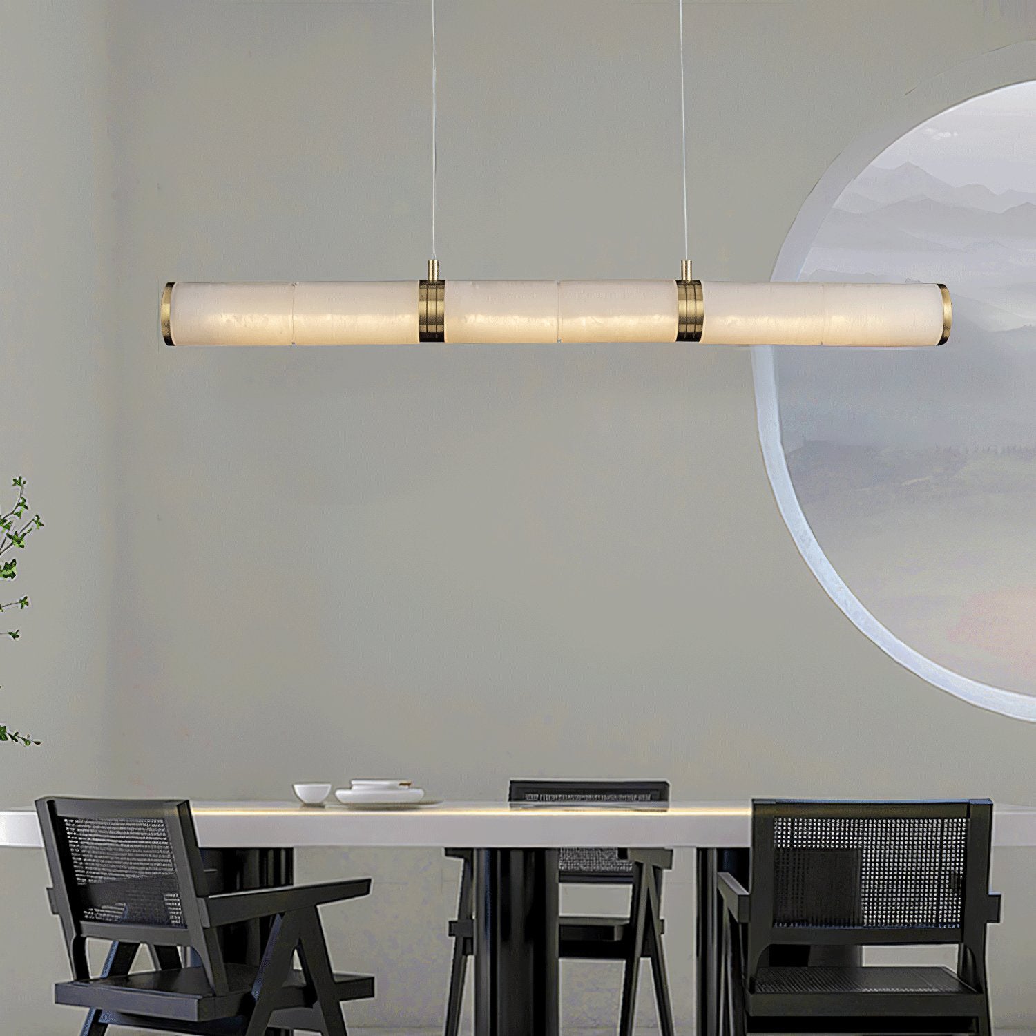 Eira Minimalist Alabaster Linear Pendant Light - Letslighting
