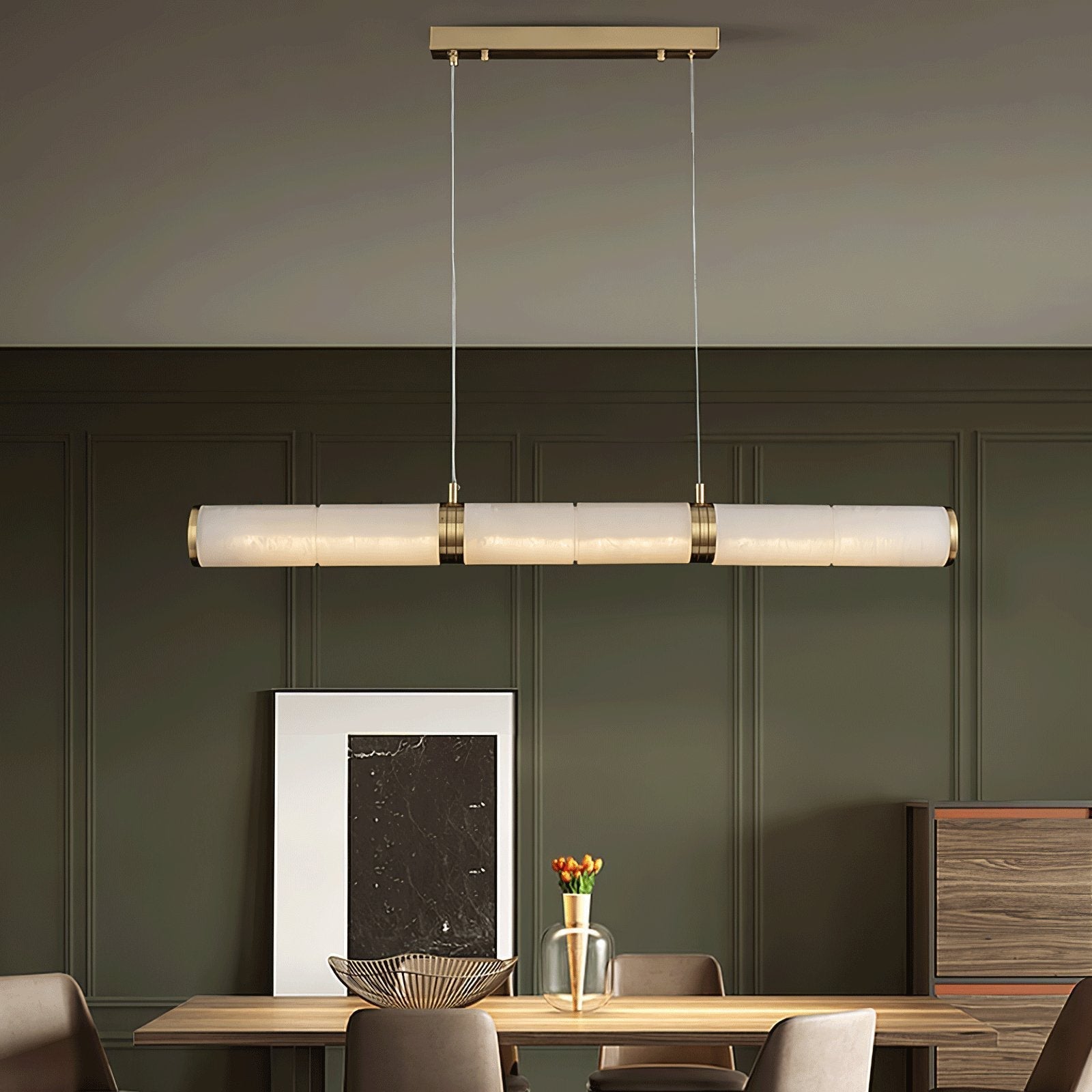 Eira Minimalist Alabaster Linear Pendant Light - Letslighting