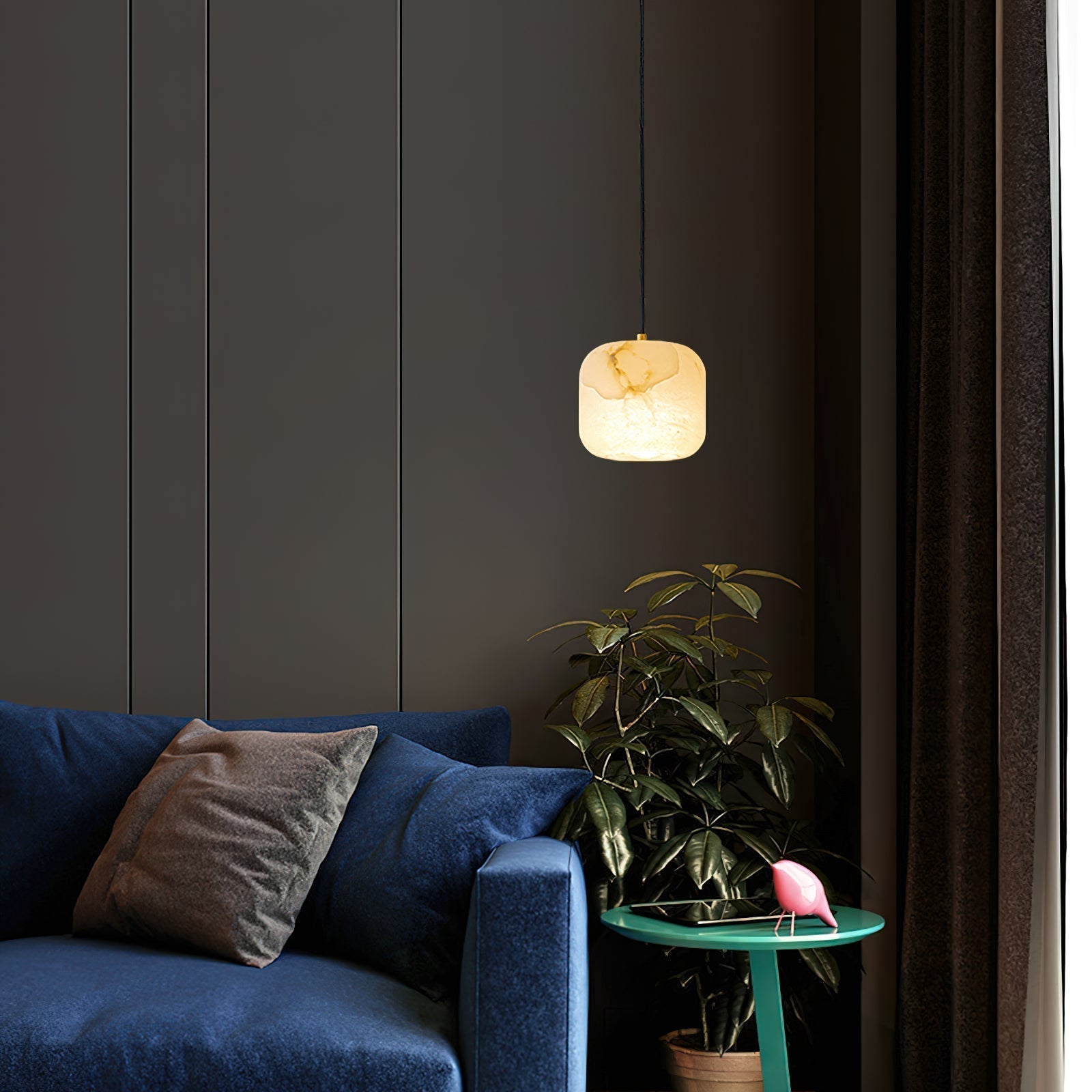 Ildvuvyd Minimalist Bedside Brass Pendant Light - Lamp Copper