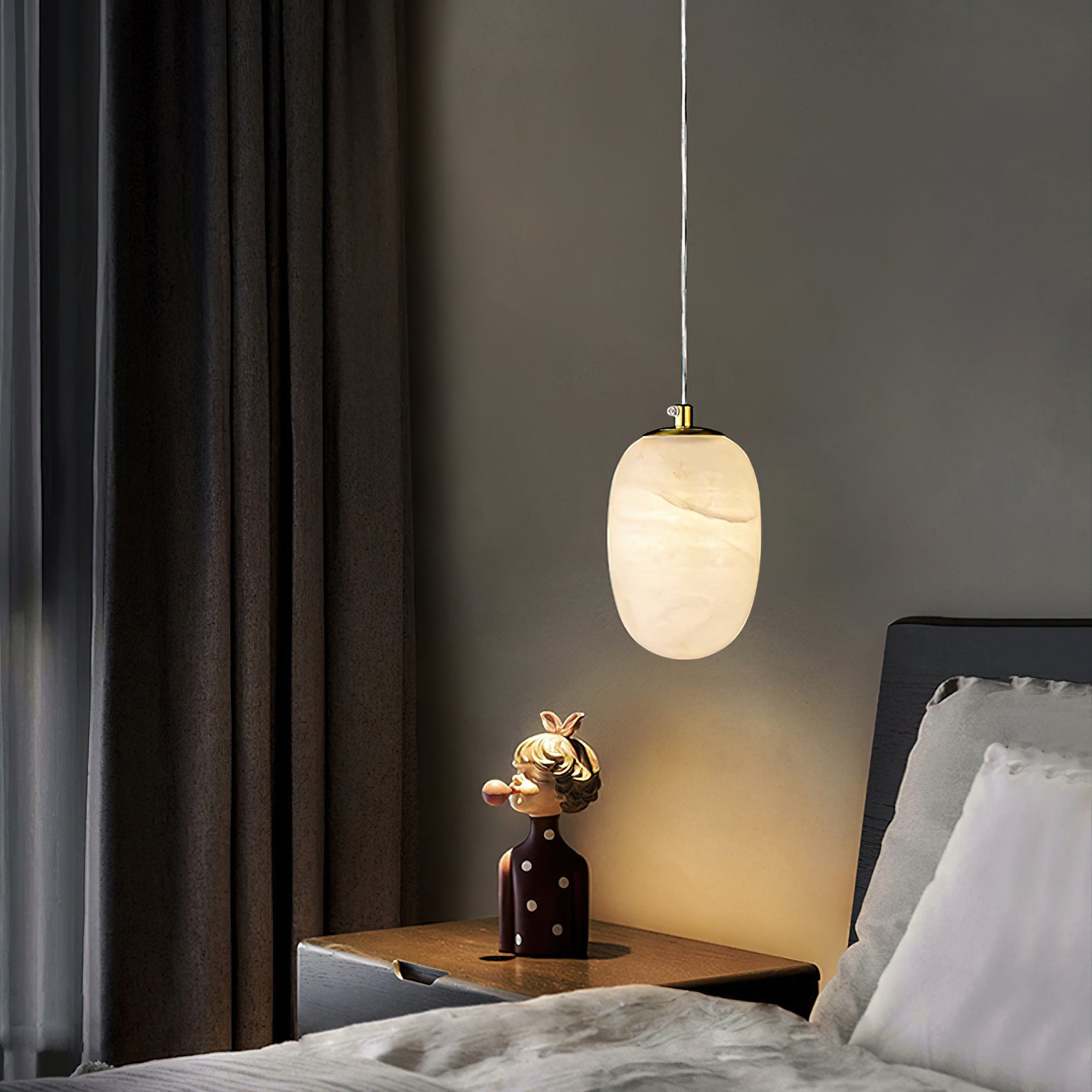 Ildvuvyd Minimalist Bedside Brass Pendant Light - Lamp Copper