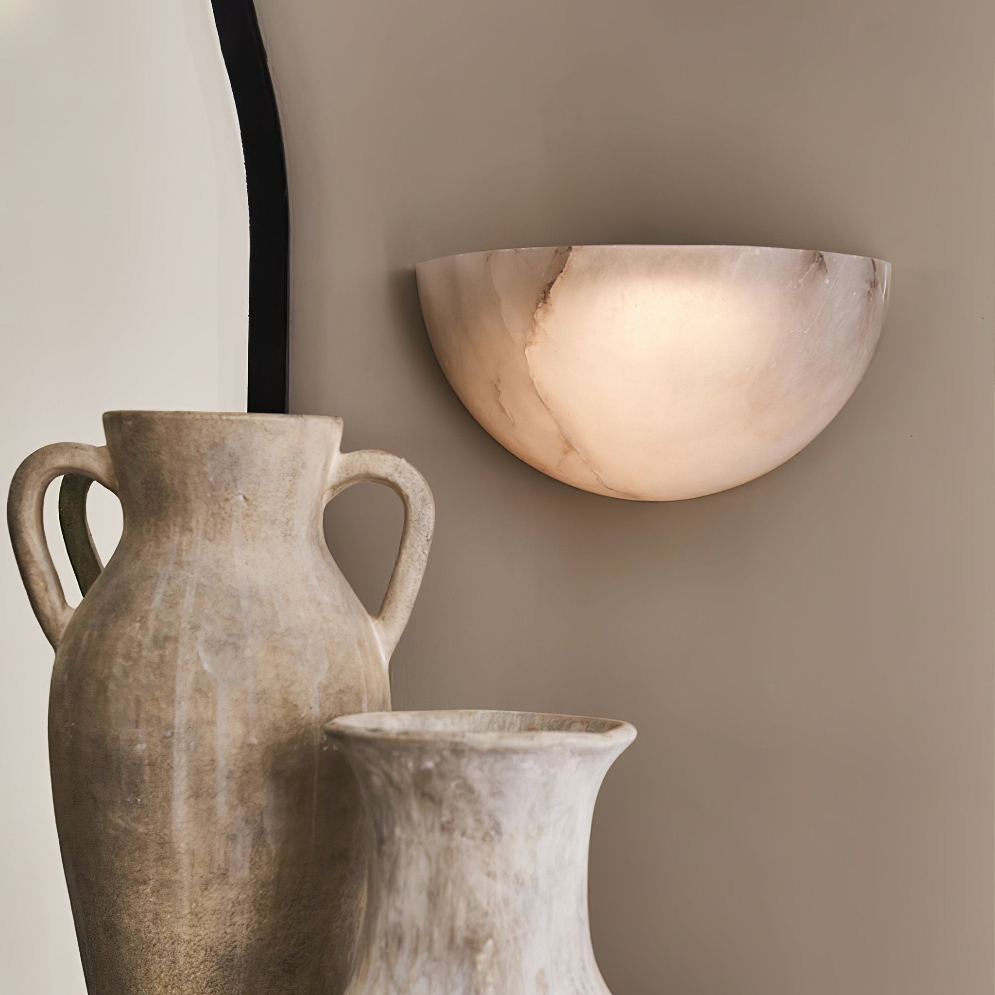 Selene Half-moon Alabaster Wall Light - Letslighting