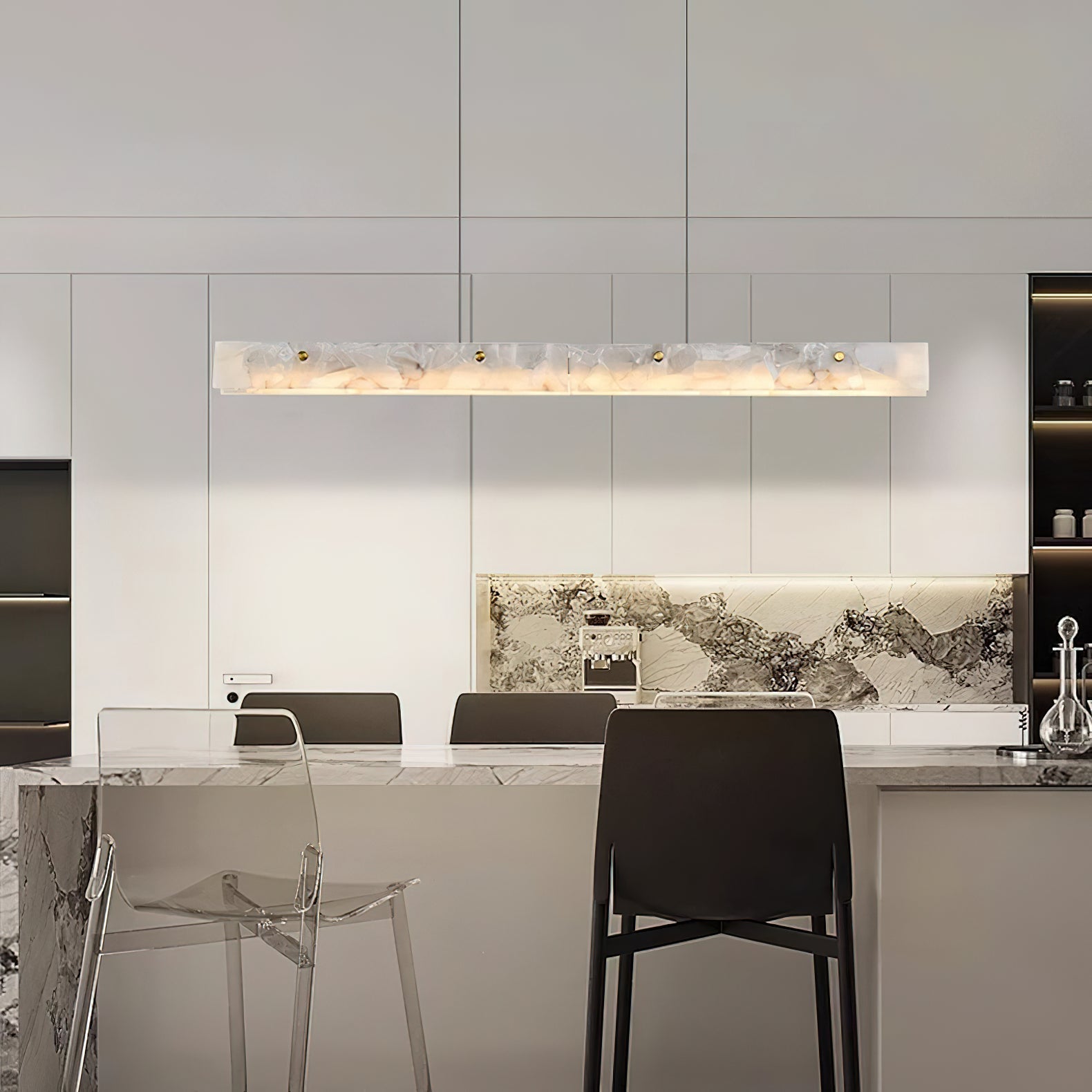 Ljomuvye LED Modern Linear Metal Pendant Light - Lamp Copper