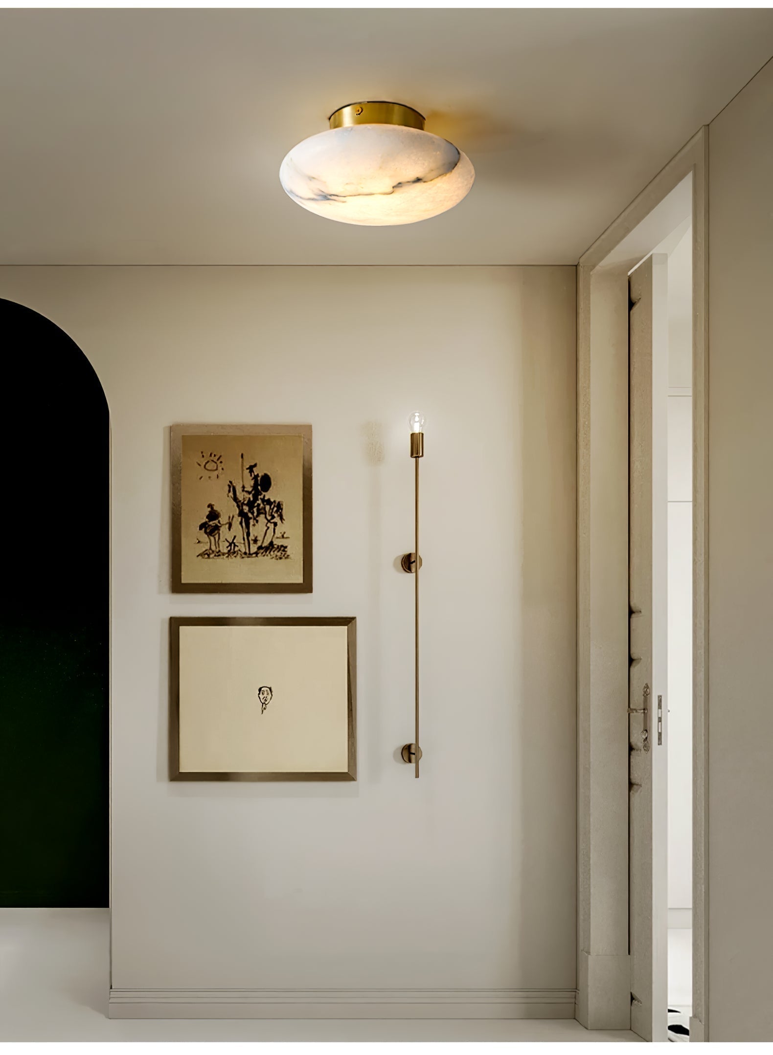 Vanorara Minimalist Alabaster Flush Mount Light - Letslighting