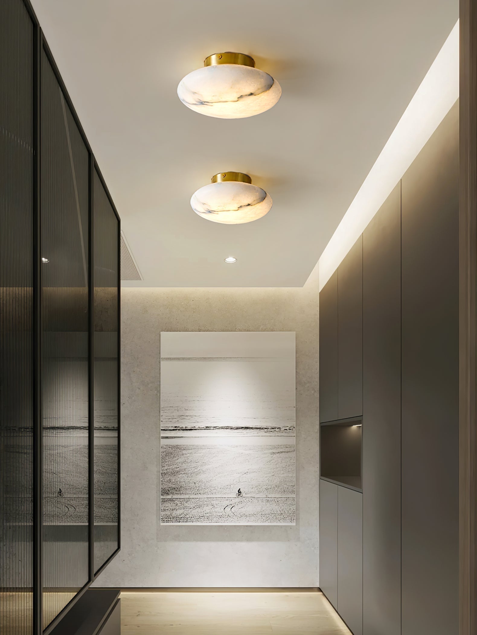 Vanorara Minimalist Alabaster Flush Mount Light - Letslighting