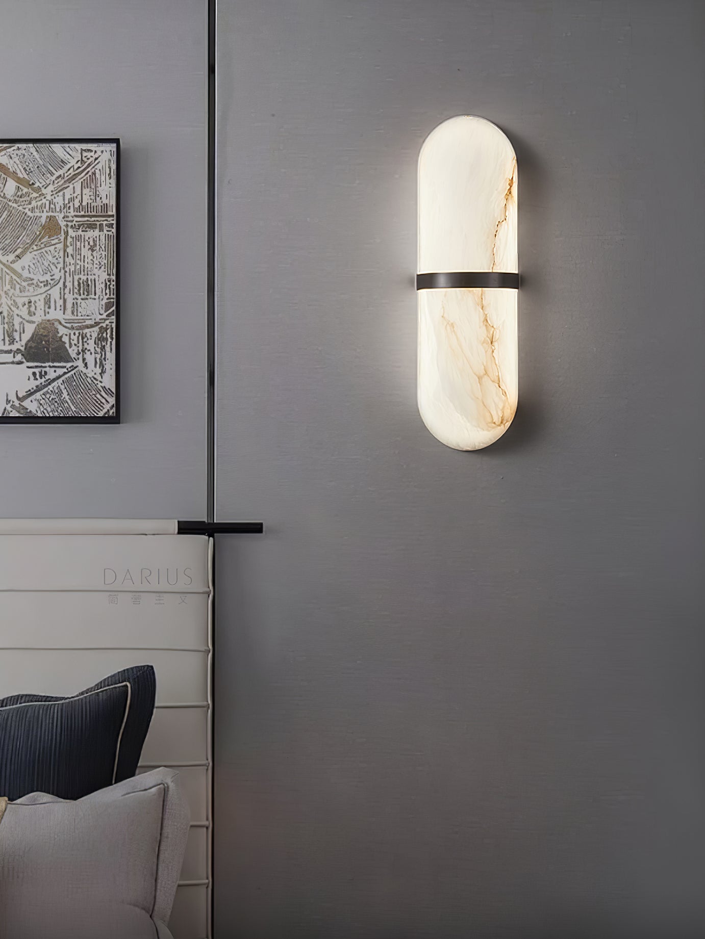Vitheion Minimalist Alabaster Wall Light - Letslighting