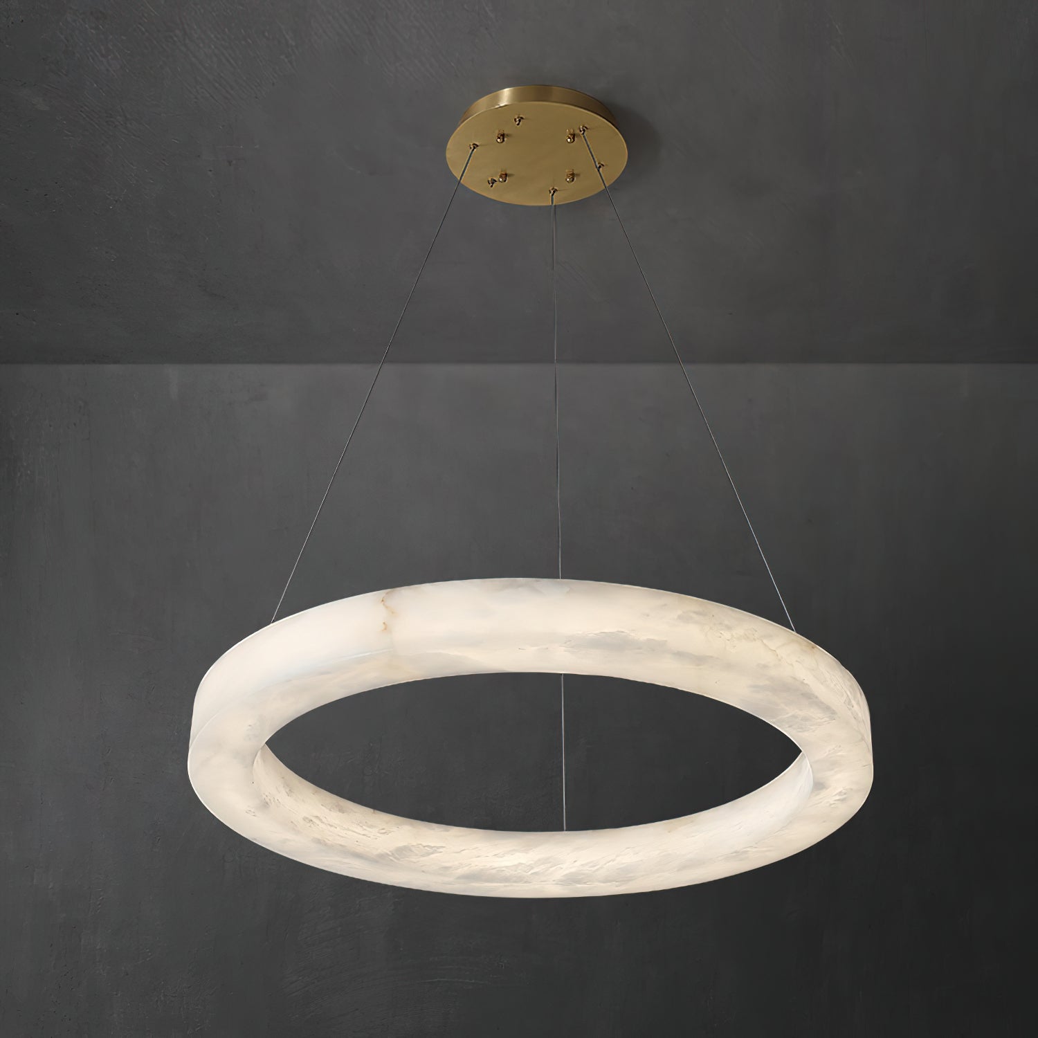 Plotuvyn Postmodern Luxury Ring Alabaster Chandelier - Lamp Copper
