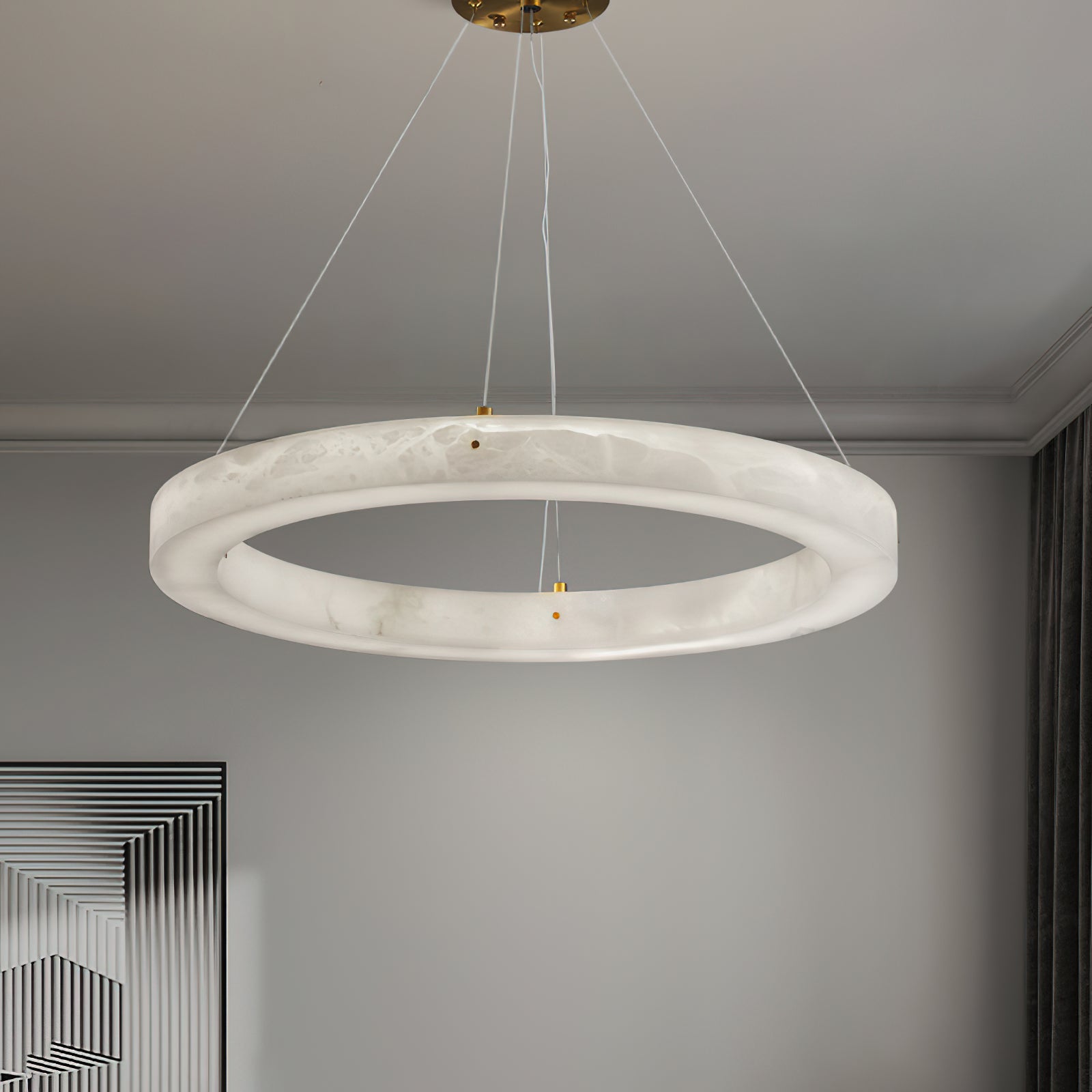 Plotuvyn Postmodern Luxury Ring Alabaster Chandelier - Lamp Copper