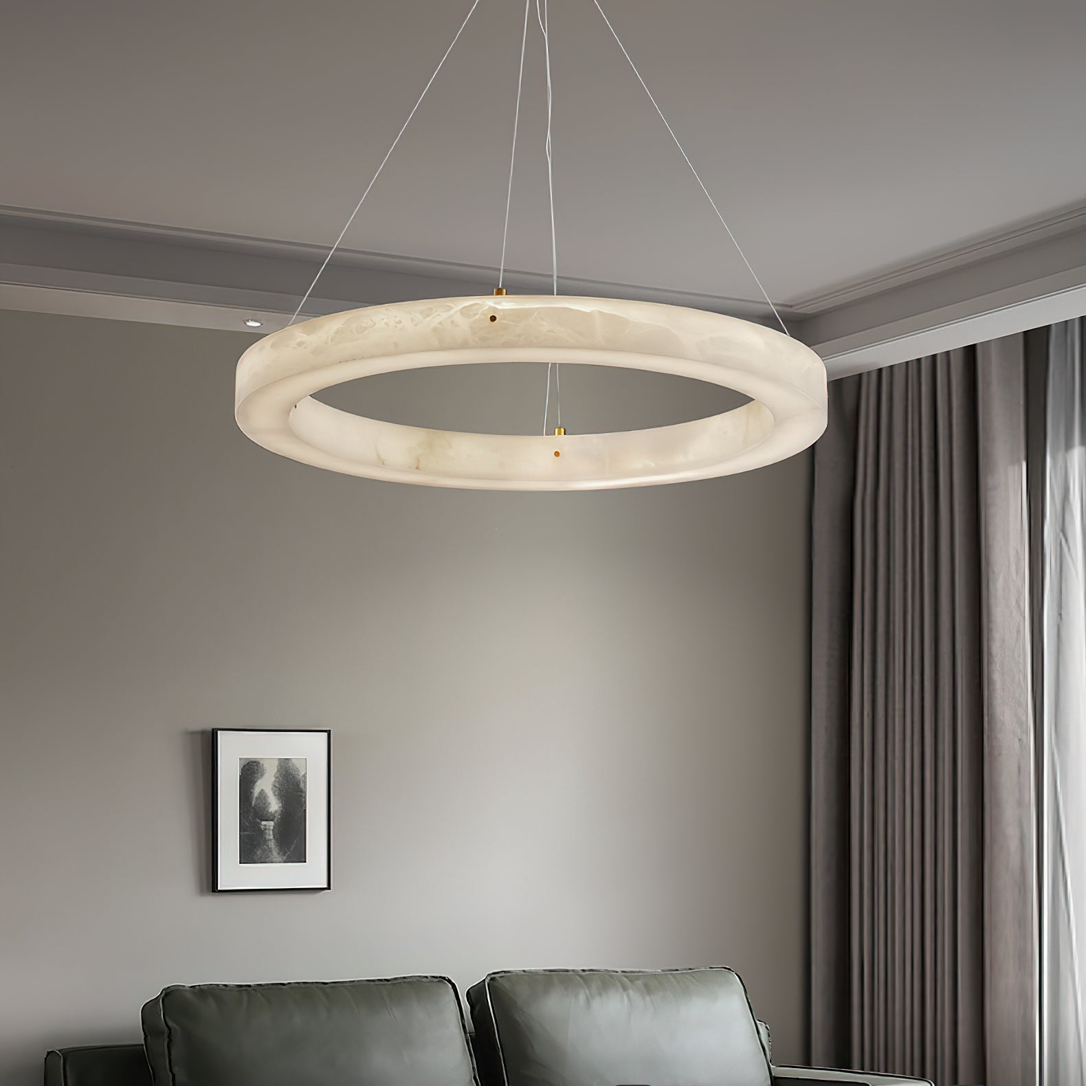 Plotuvyn Postmodern Luxury Ring Alabaster Chandelier - Lamp Copper