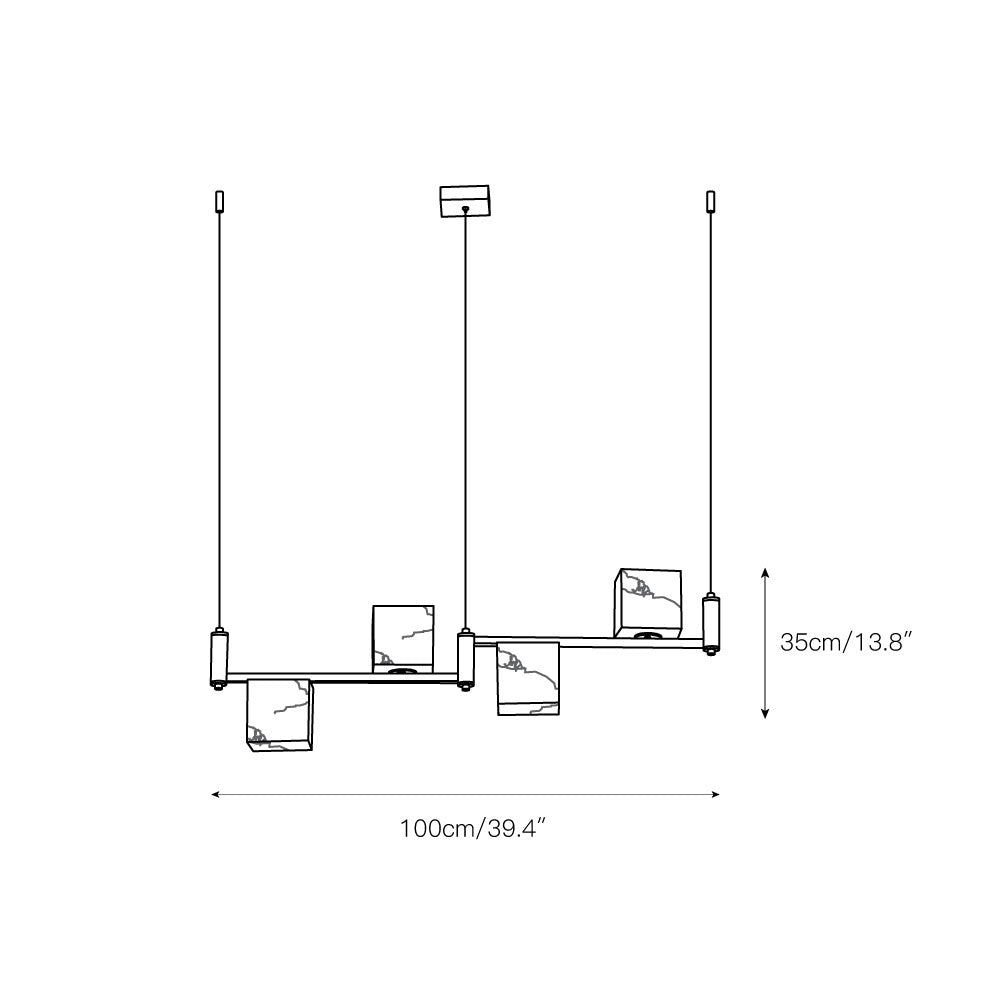 Ostruvye Individual Creativity Box Alabaster Chandelier - Lamp Copper