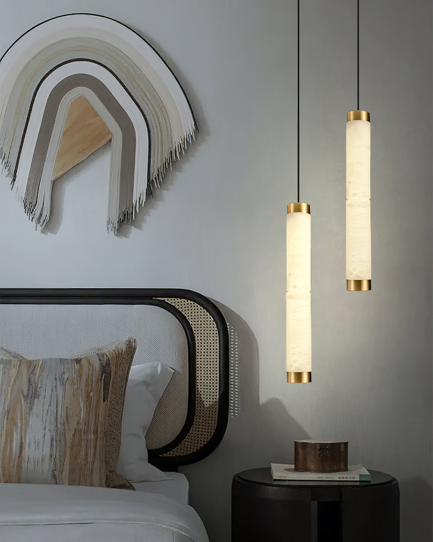 Plotuvyi Modern Strip Alabaster Pendant Light - Lamp Copper