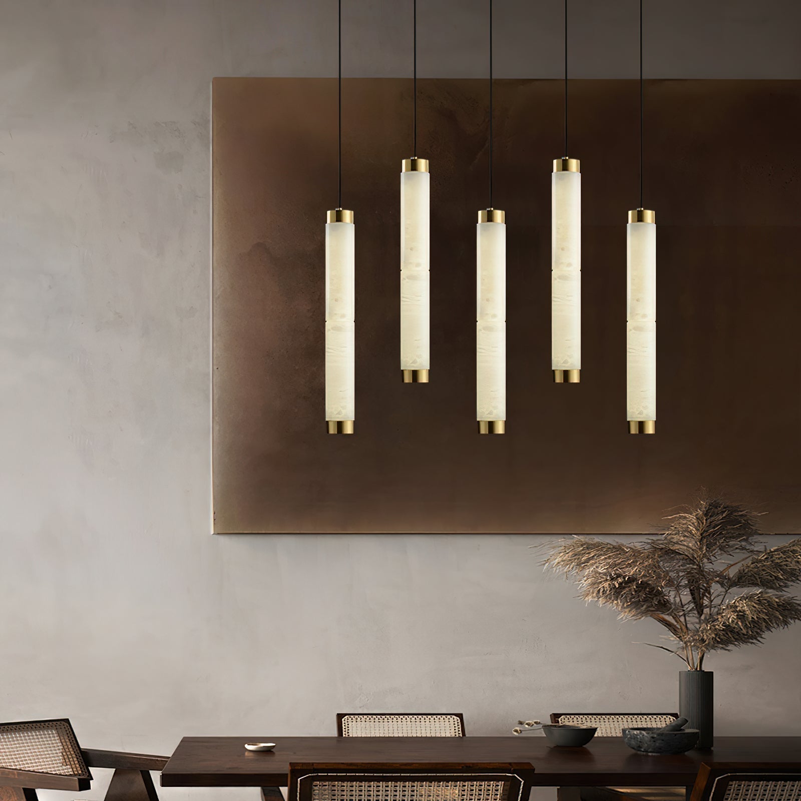 Plotuvyi Modern Strip Alabaster Pendant Light - Lamp Copper