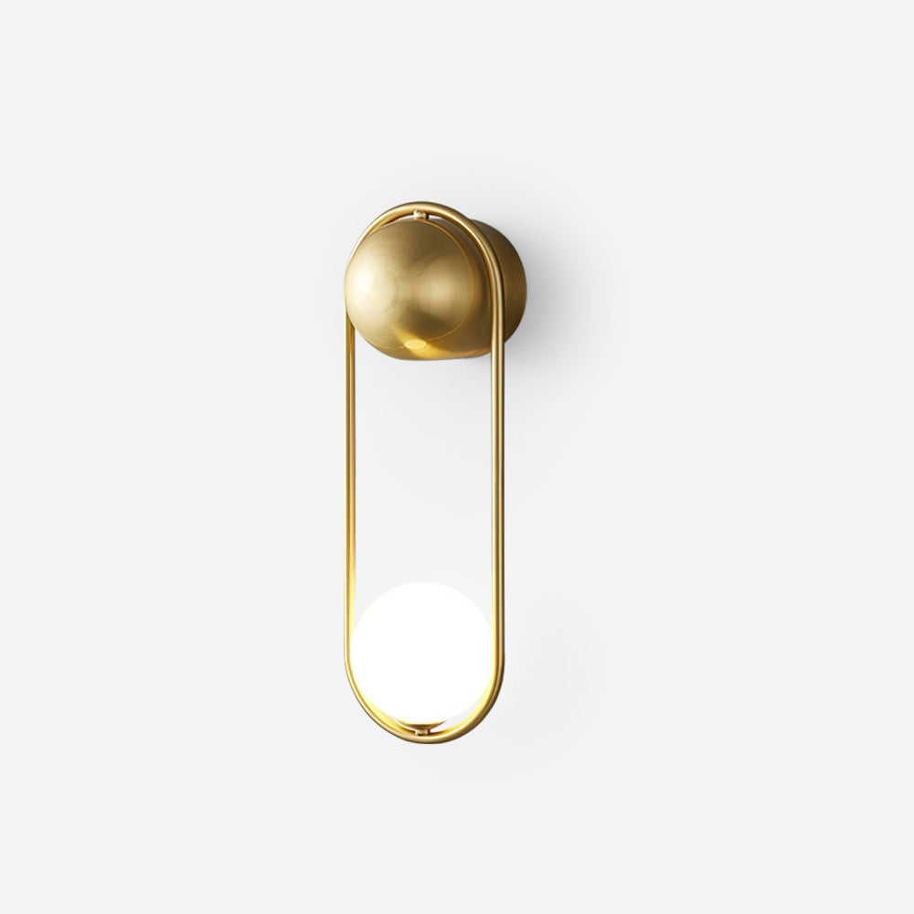 Wall Lamp with Brass Loop Frame and Glass Globe - Letslighting