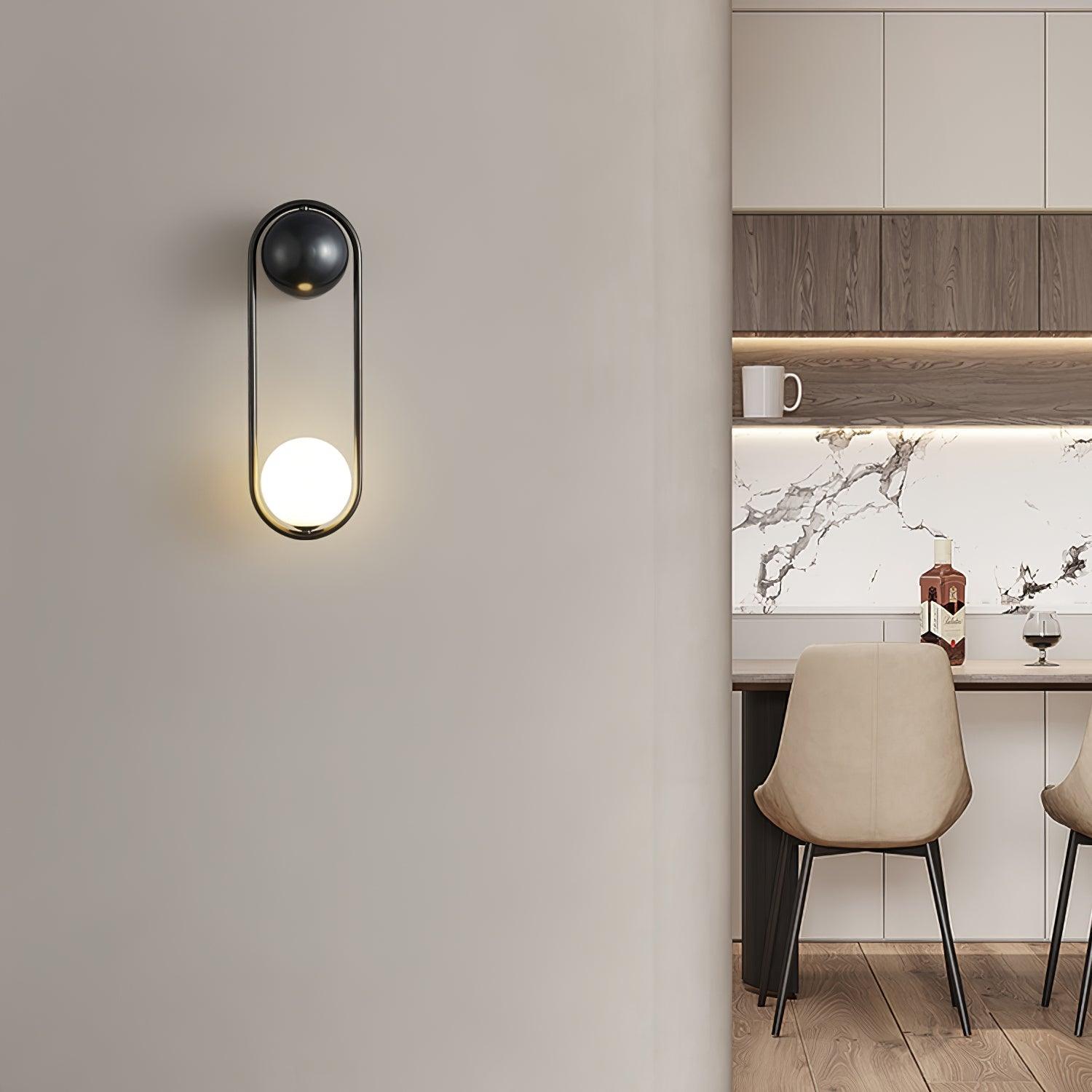 Wall Lamp with Brass Loop Frame and Glass Globe - Letslighting