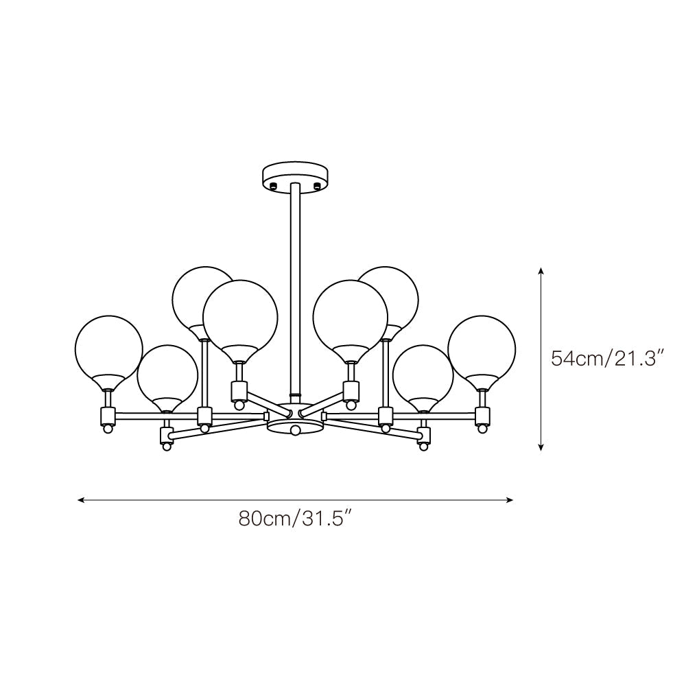 Vatnuvyi Minimalist Globe Glass Chandelier - Lamp Copper