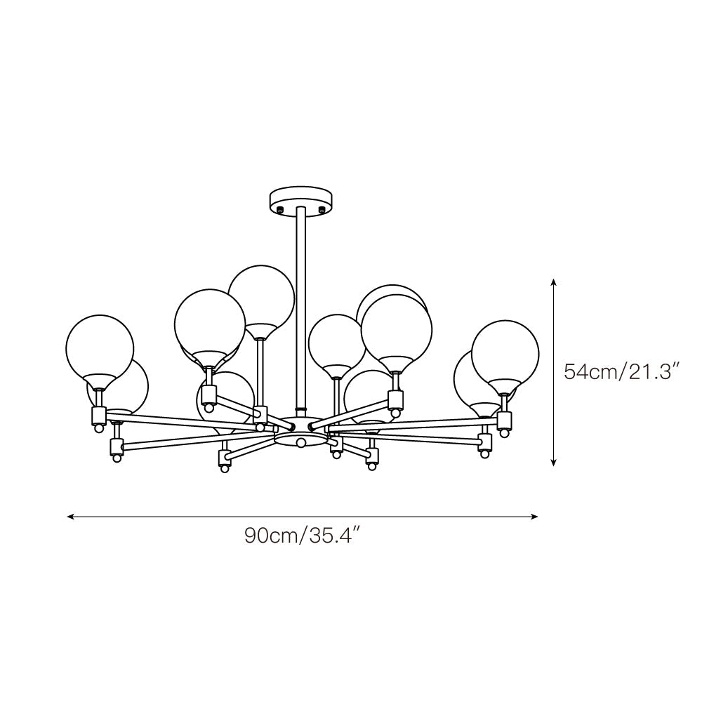 Vatnuvyi Minimalist Globe Glass Chandelier - Lamp Copper