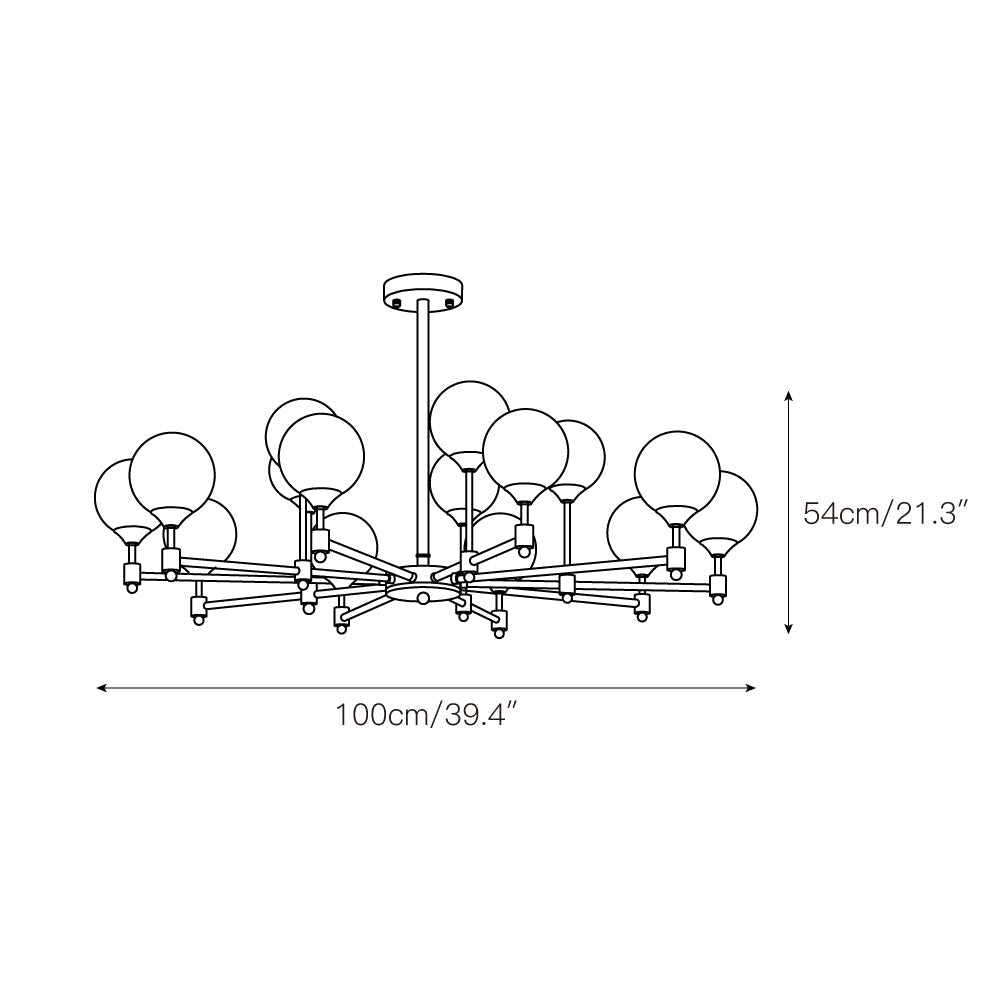 Vatnuvyi Minimalist Globe Glass Chandelier - Lamp Copper