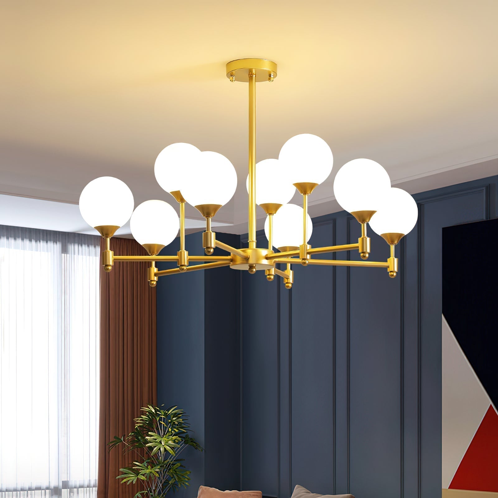Vatnuvyi Minimalist Globe Glass Chandelier - Lamp Copper