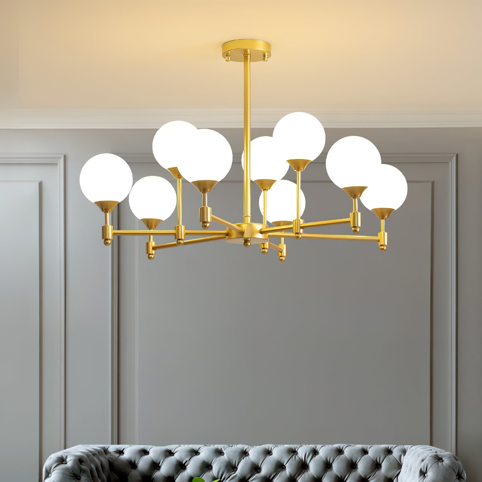 Vatnuvyi Minimalist Globe Glass Chandelier - Lamp Copper