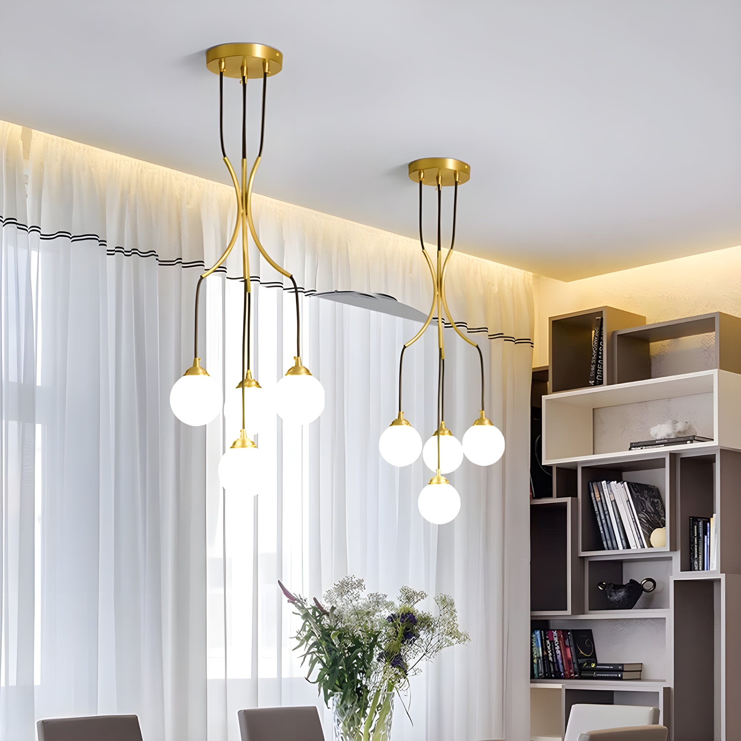 Zoruvyi Modern Minimalist Ball Drop Glass Chandelier - Lamp Copper