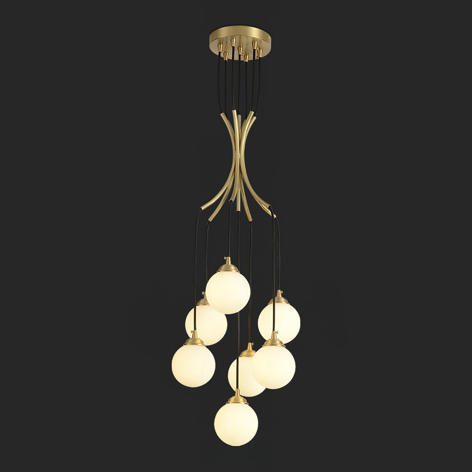 Zoruvyi Modern Minimalist Ball Drop Glass Chandelier - Lamp Copper