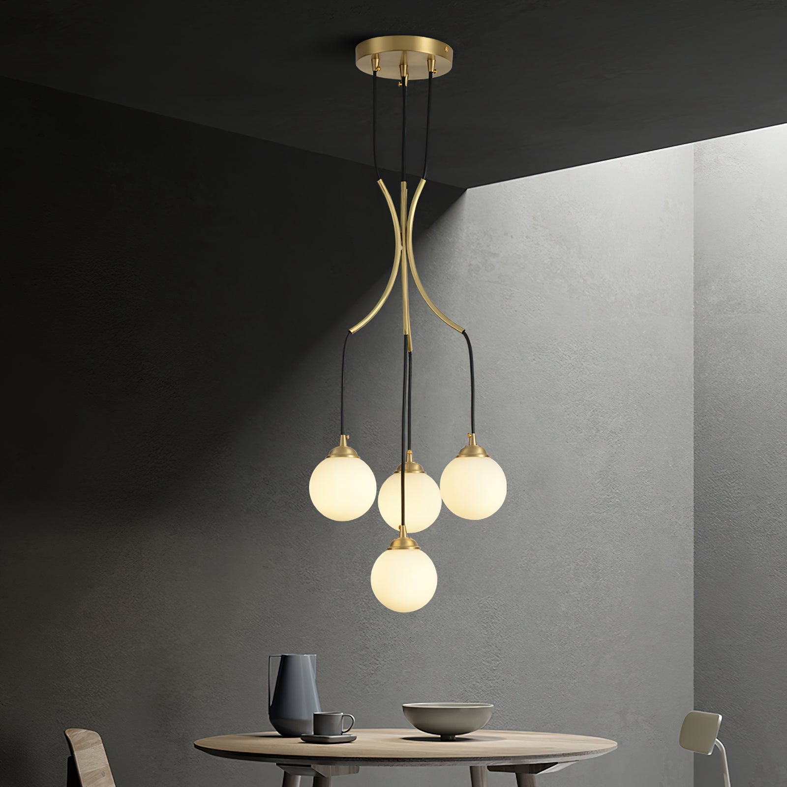Zoruvyi Modern Minimalist Ball Drop Glass Chandelier - Lamp Copper