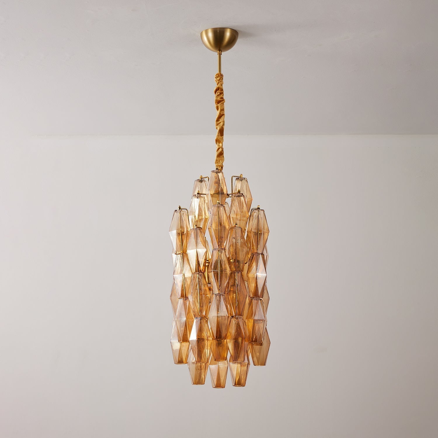 Aurora Chandelier Amber Prism Long Cascading Glass Vintage - Letslighting
