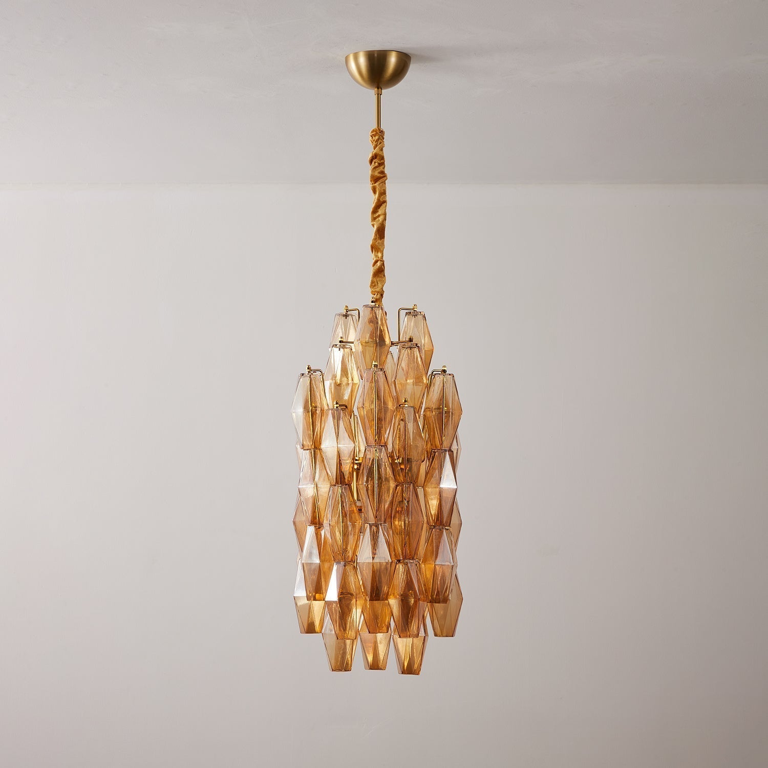 Aurora Chandelier Amber Prism Long Cascading Glass Vintage - Letslighting