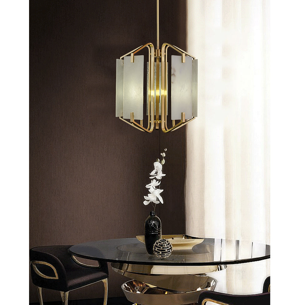 Plotuvys Postmodern Luxury Brass Alabaster Chandelier - Lamp Copper