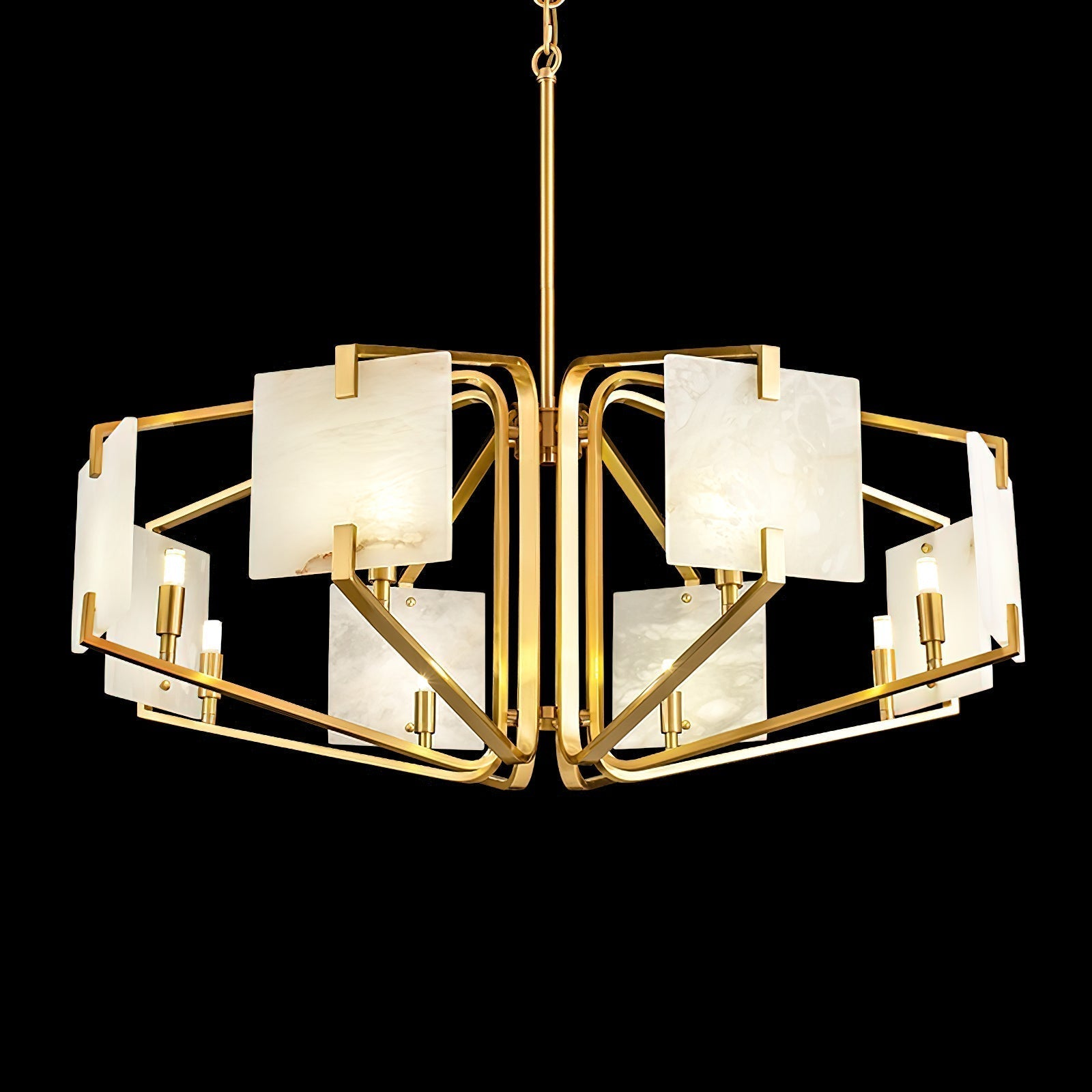 Plotuvys Postmodern Luxury Brass Alabaster Chandelier - Lamp Copper