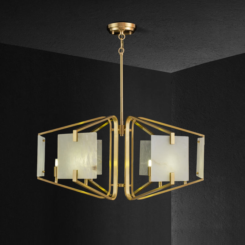 Plotuvys Postmodern Luxury Brass Alabaster Chandelier - Lamp Copper