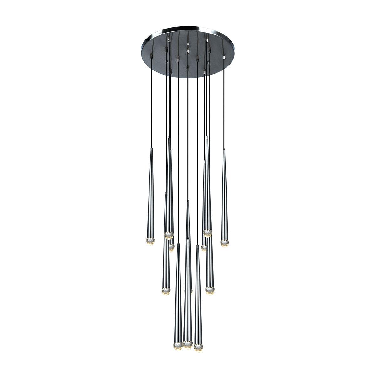 Chandelier Crystal Shade Brass Blackened Silver Luxe Staircase - Letslighting