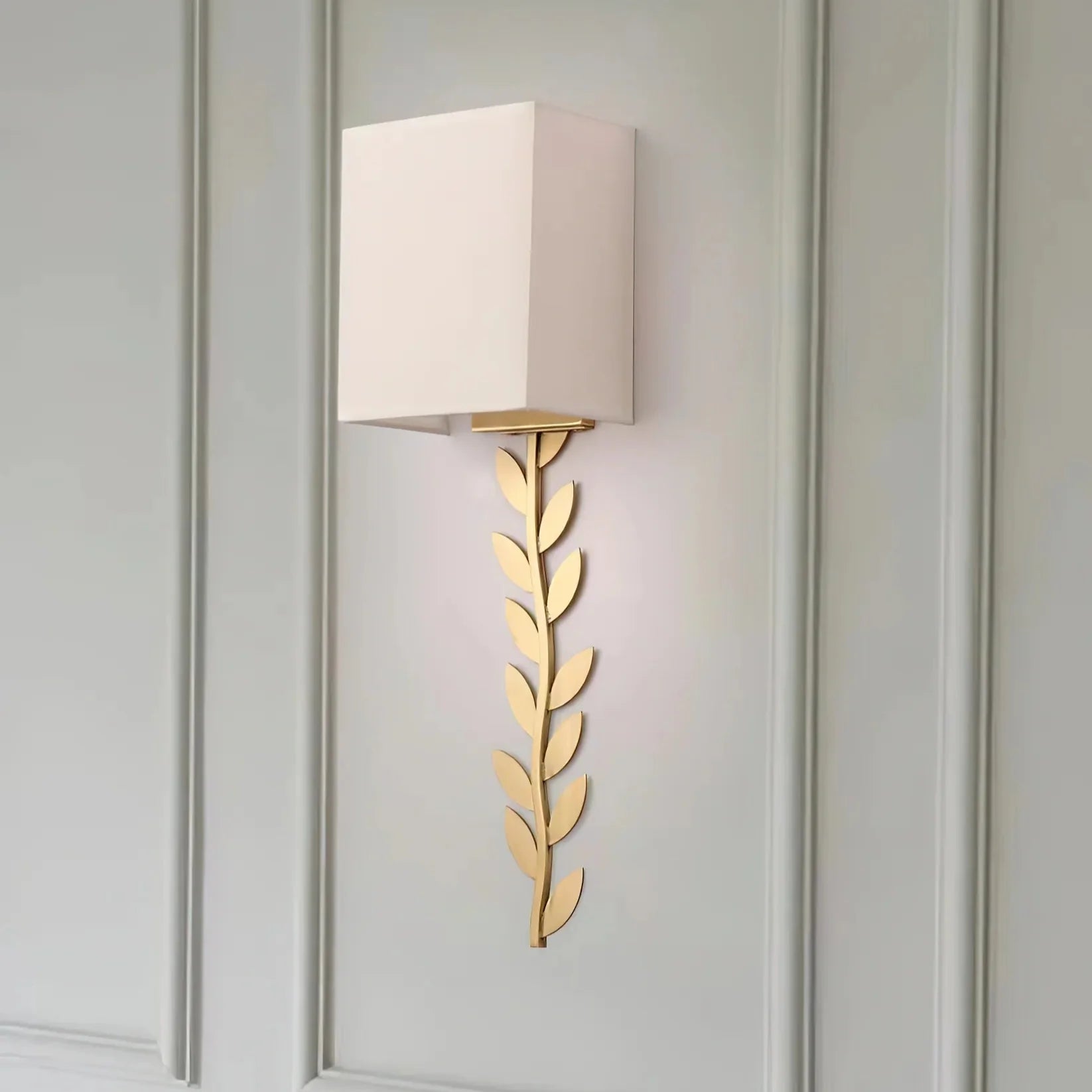 Verve Wall Lamp Brass Leaf Fabric