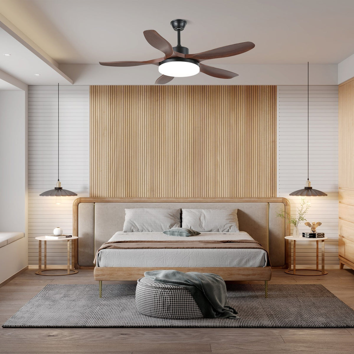 Ventilador de Techo con Luz Minimalista de Madera Arysen con LED integrado