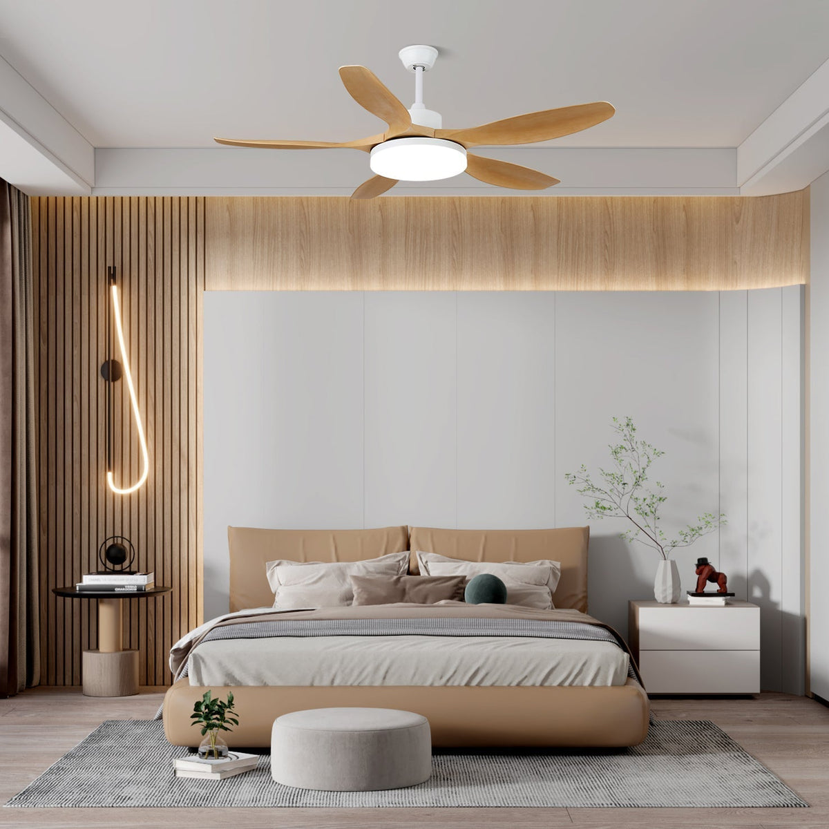 Detalle del motor del Ventilador de Techo con Luz Minimalista de Madera Arysen