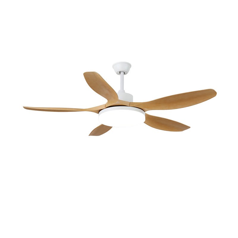 Ventilador de Techo con Luz Minimalista de Madera Arysen mostrando la varilla de suspensión ajustable