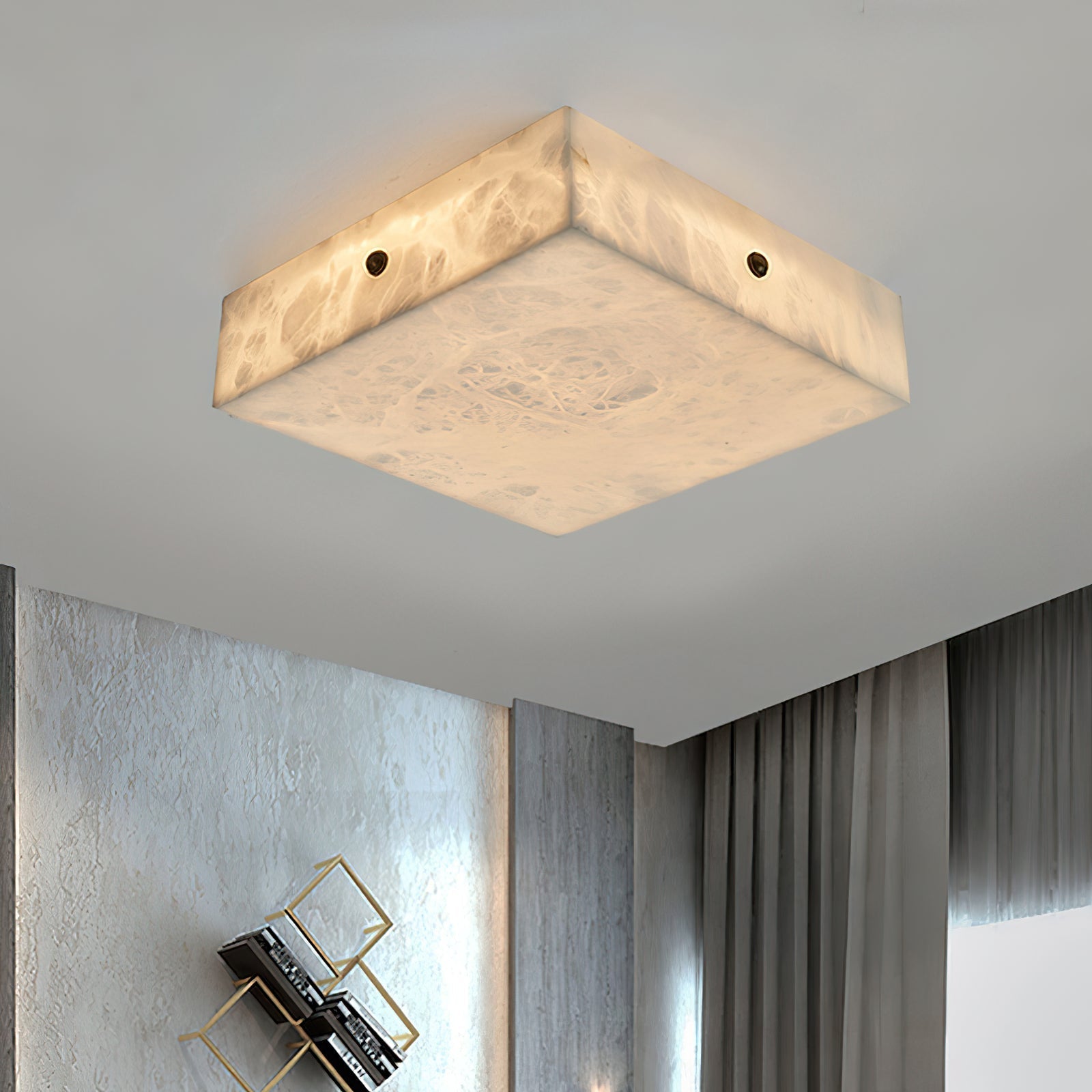 Rauduvys Modern Minimalist Alabaster Flushmount Ceiling Light - Lamp Copper