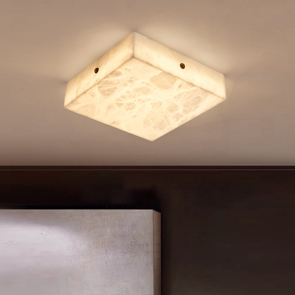 Rauduvys Modern Minimalist Alabaster Flushmount Ceiling Light - Lamp Copper